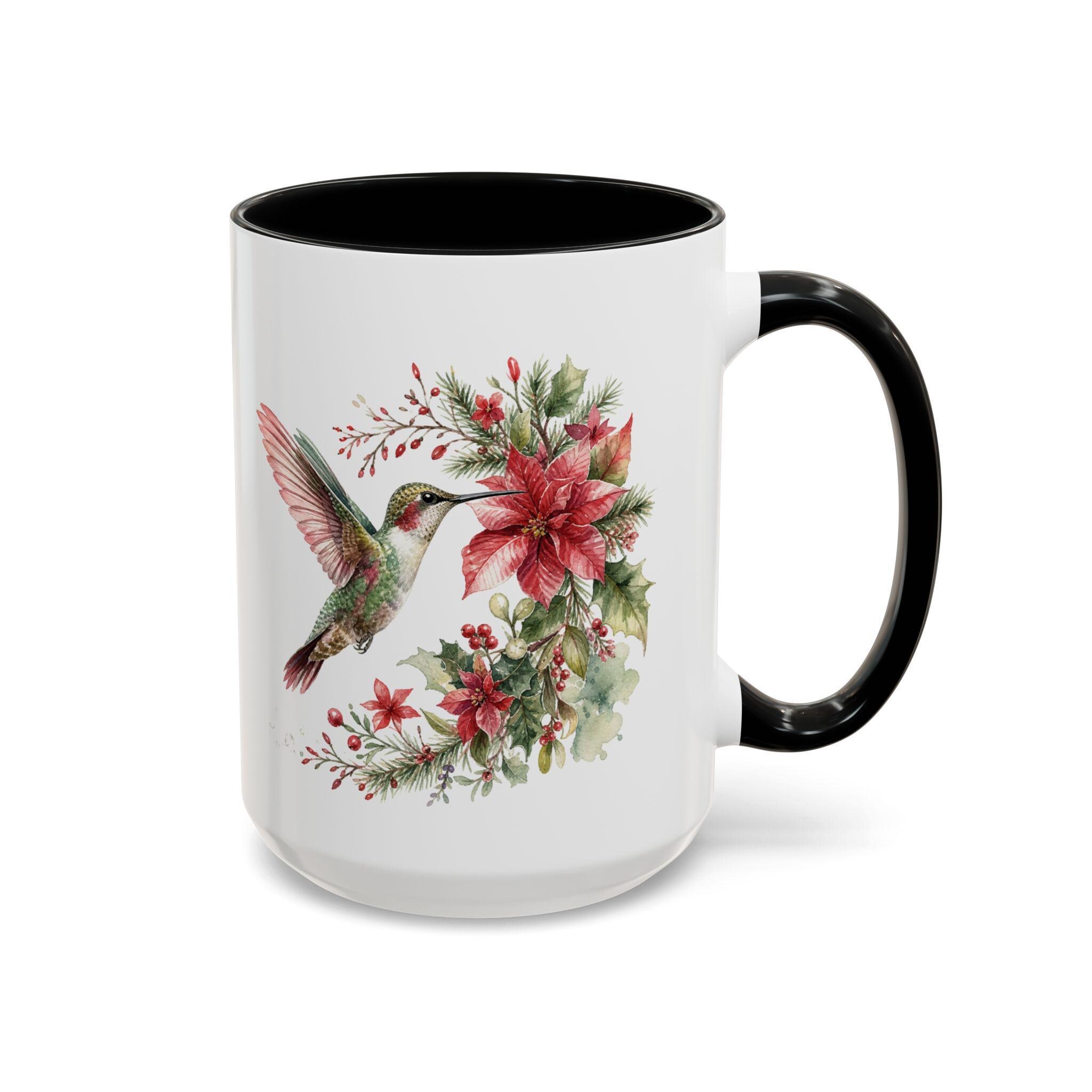 Hummingbird with Poinsettia Accent Coffee Mug | 11oz or 15oz, product image 11