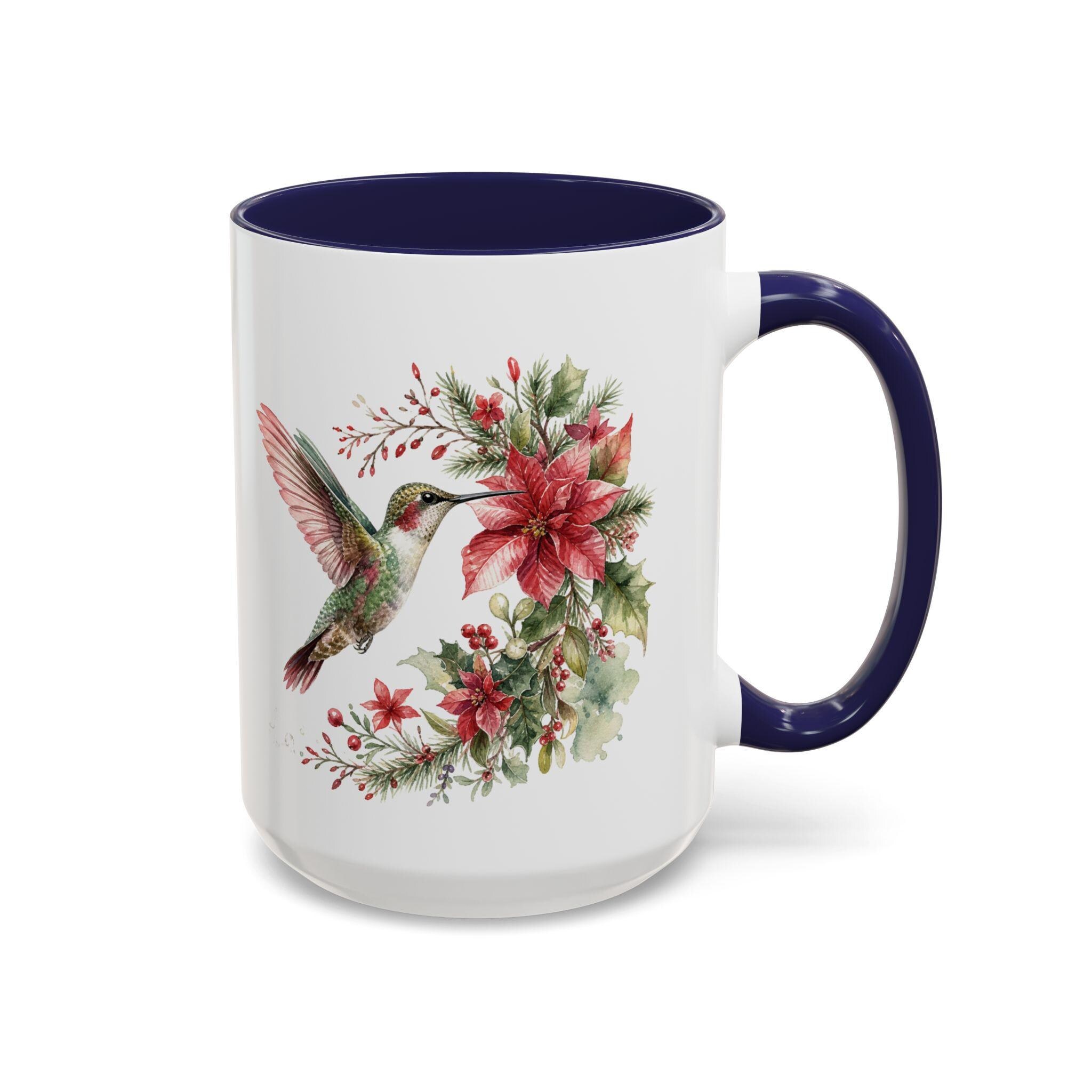 Hummingbird with Poinsettia Accent Coffee Mug | 11oz or 15oz, product image 12