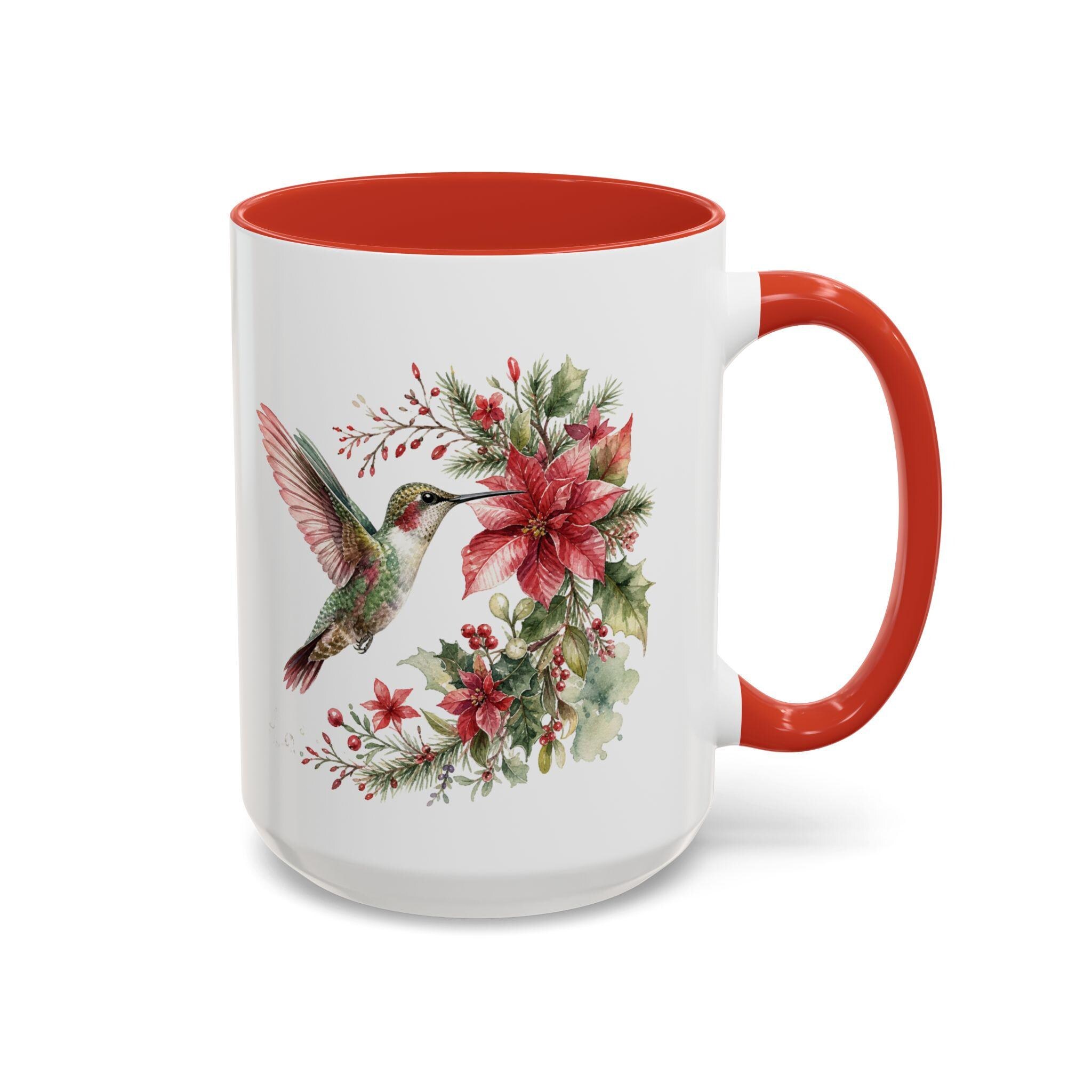 Hummingbird with Poinsettia Accent Coffee Mug | 11oz or 15oz, product image 14
