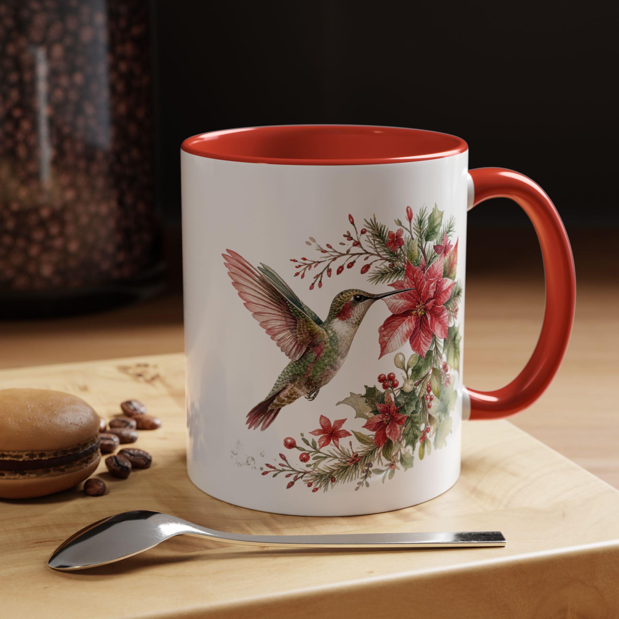Hummingbird with Poinsettia Accent Coffee Mug | 11oz or 15oz, product image 15