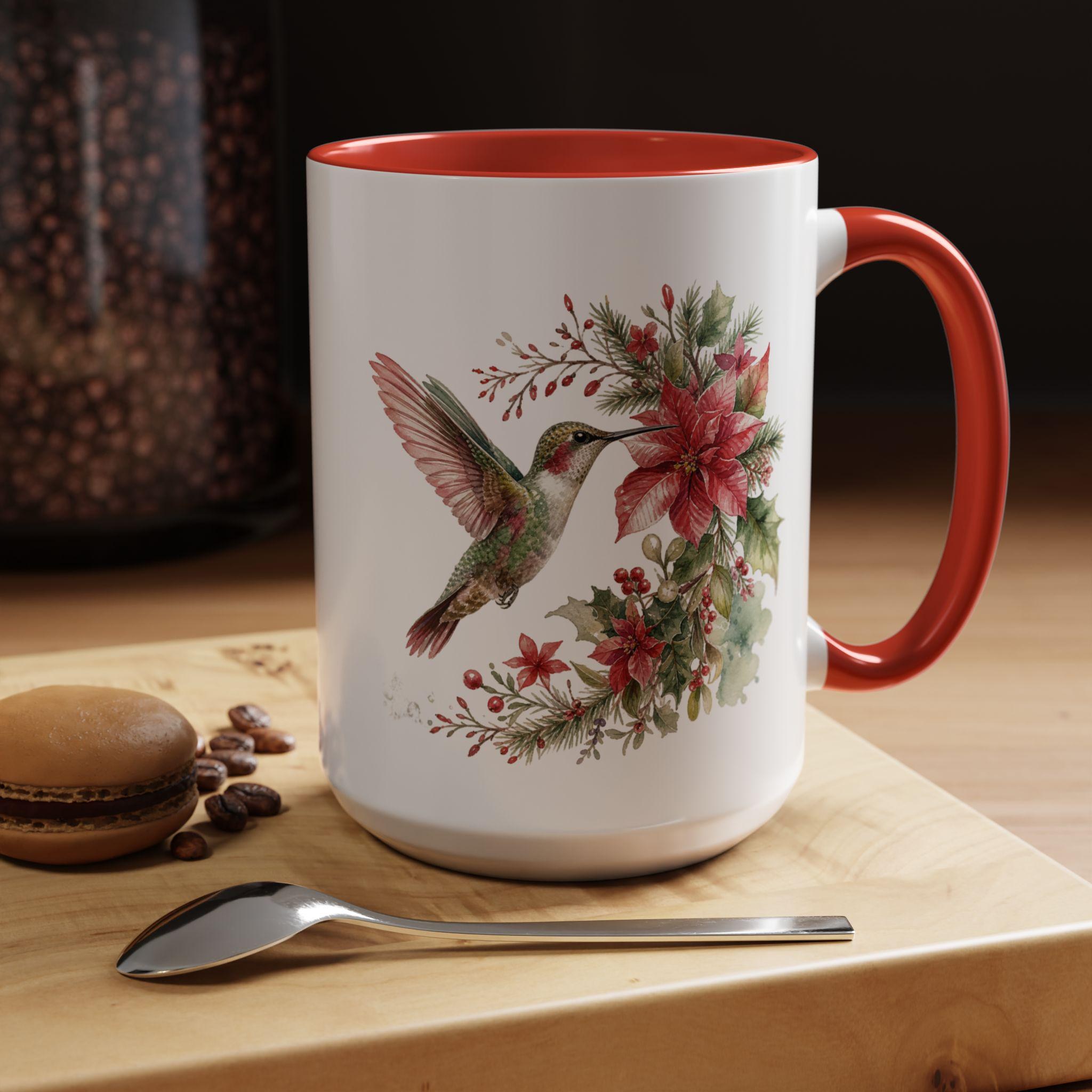 Hummingbird with Poinsettia Accent Coffee Mug | 11oz or 15oz, product image 16
