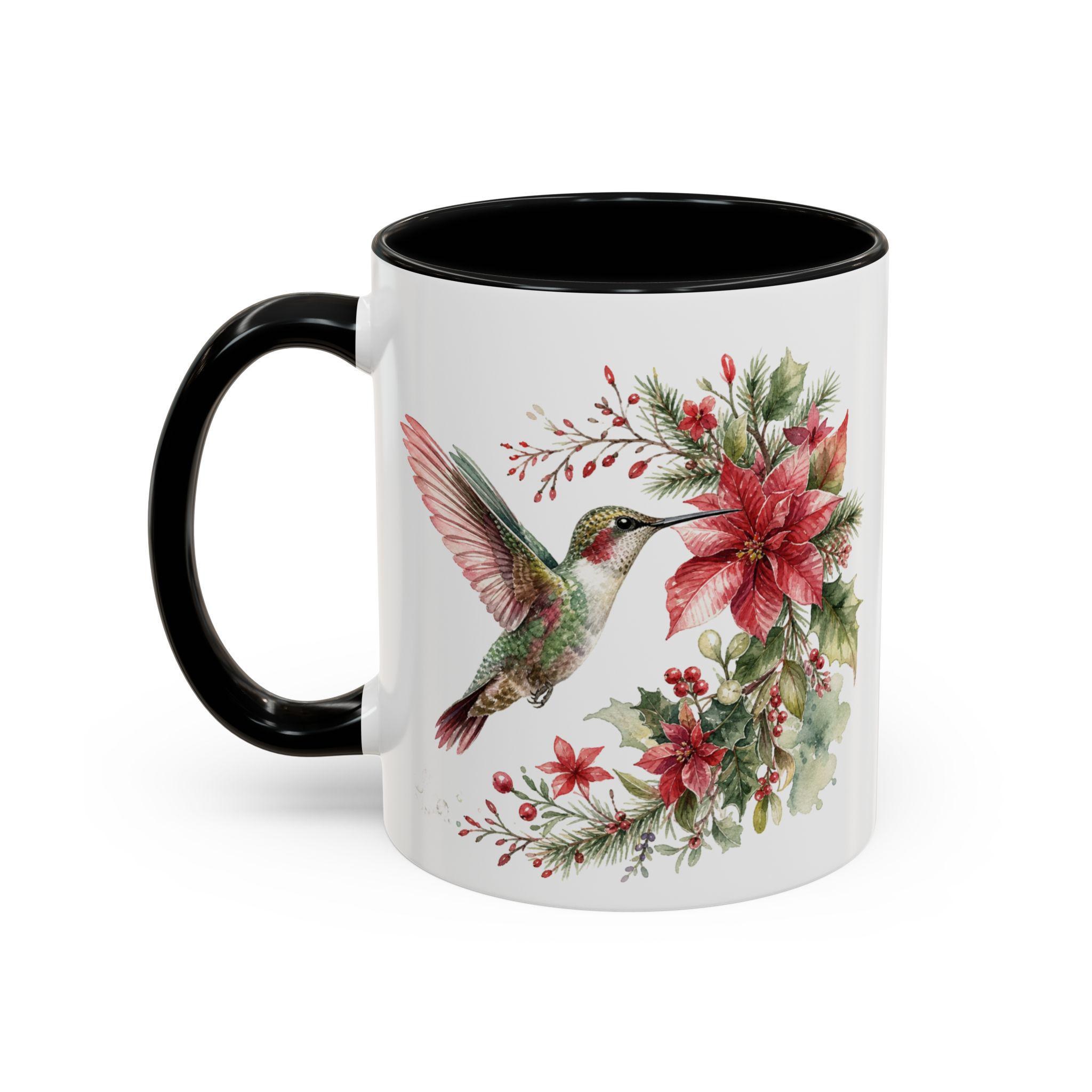 Hummingbird with Poinsettia Accent Coffee Mug | 11oz or 15oz, product image 3