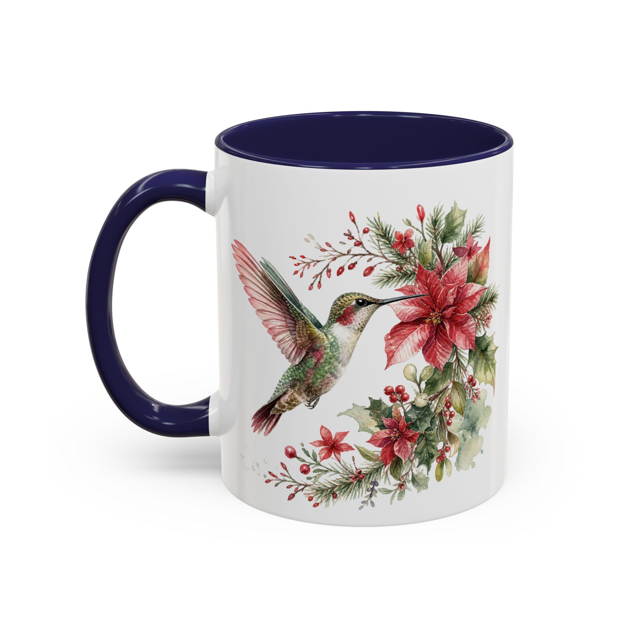 Hummingbird with Poinsettia Accent Coffee Mug | 11oz or 15oz, product image 5