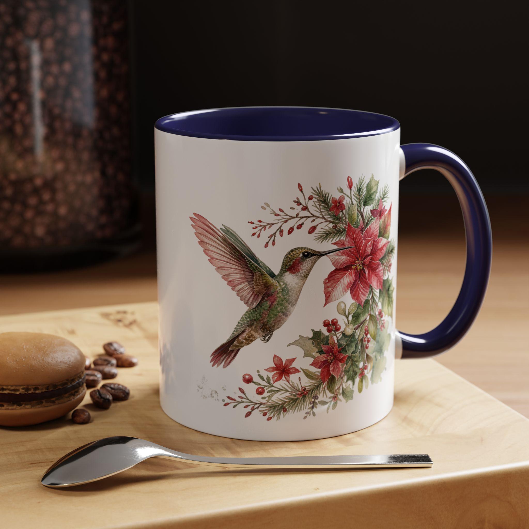 Hummingbird with Poinsettia Accent Coffee Mug | 11oz or 15oz, product image 6