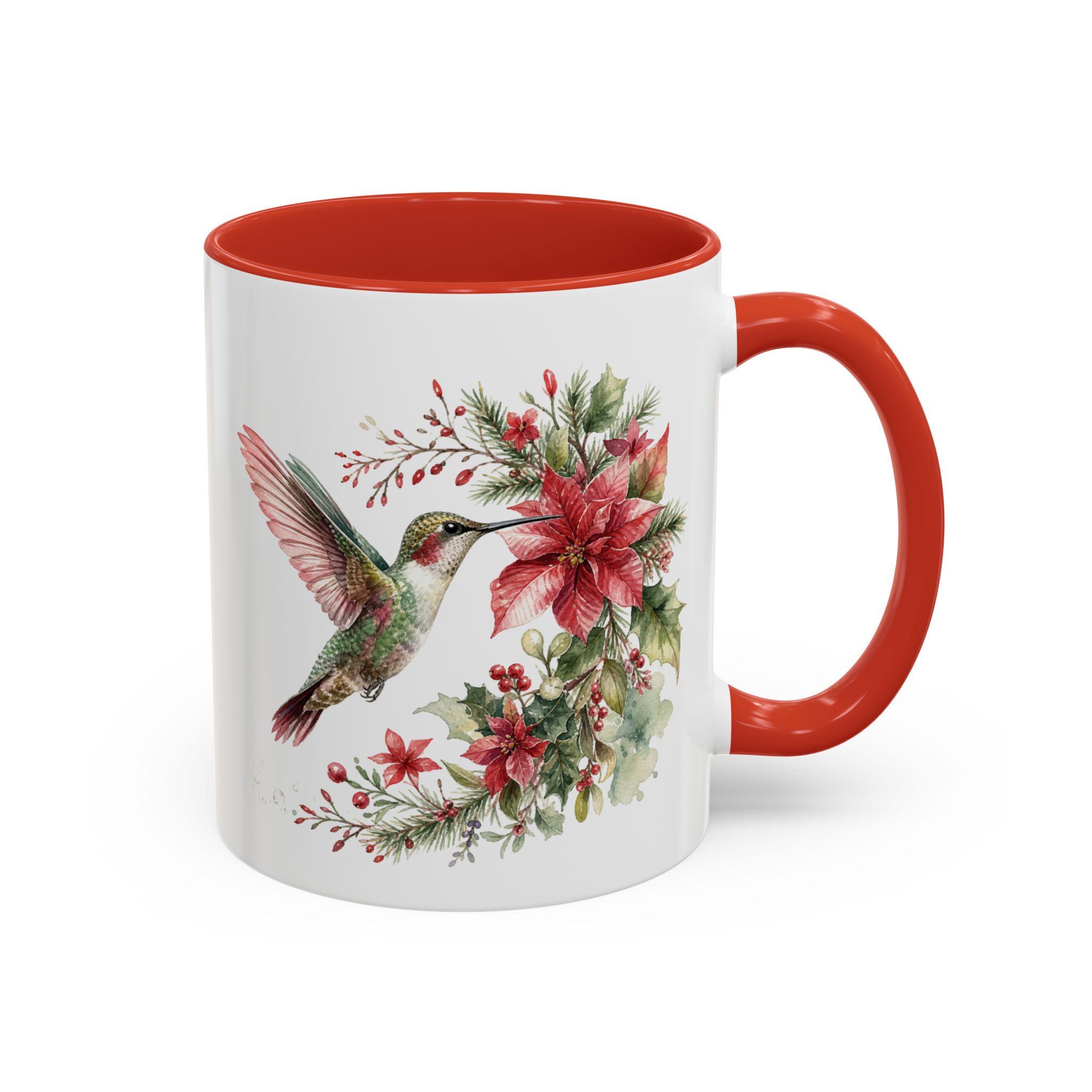 Hummingbird with Poinsettia Accent Coffee Mug | 11oz or 15oz, product image 10