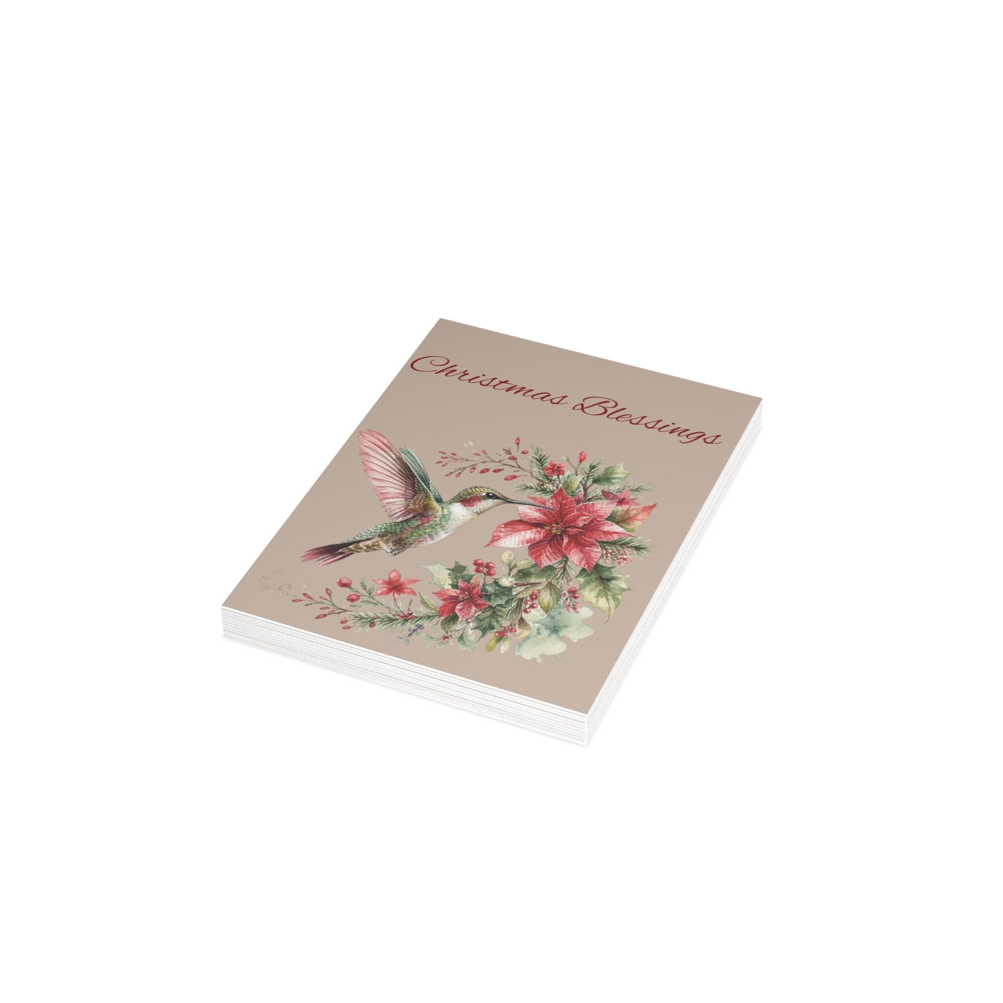 Hummingbird Poinsettia Christmas Blessings Greeting Card, product image 13