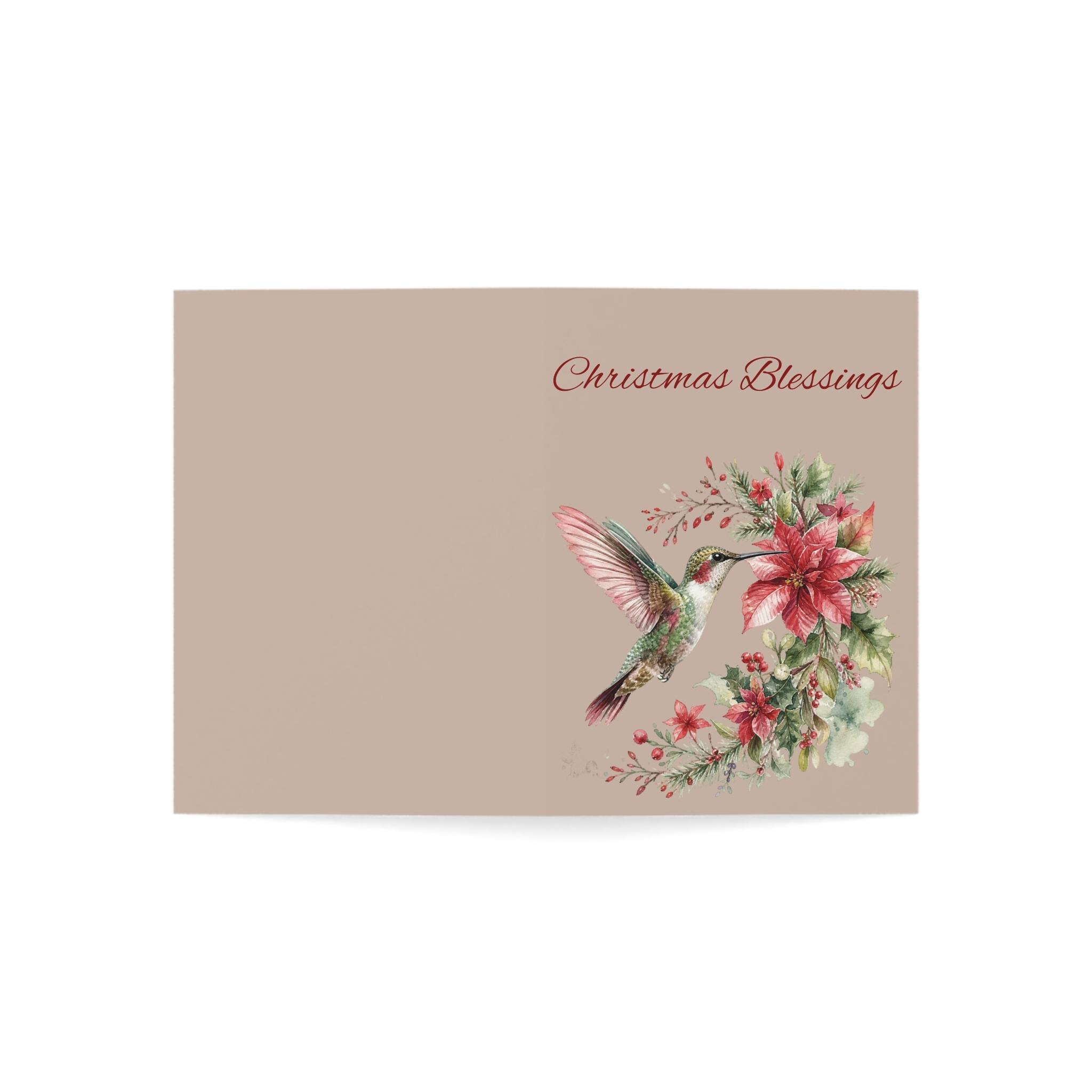 Hummingbird Poinsettia Christmas Blessings Greeting Card, product image 19