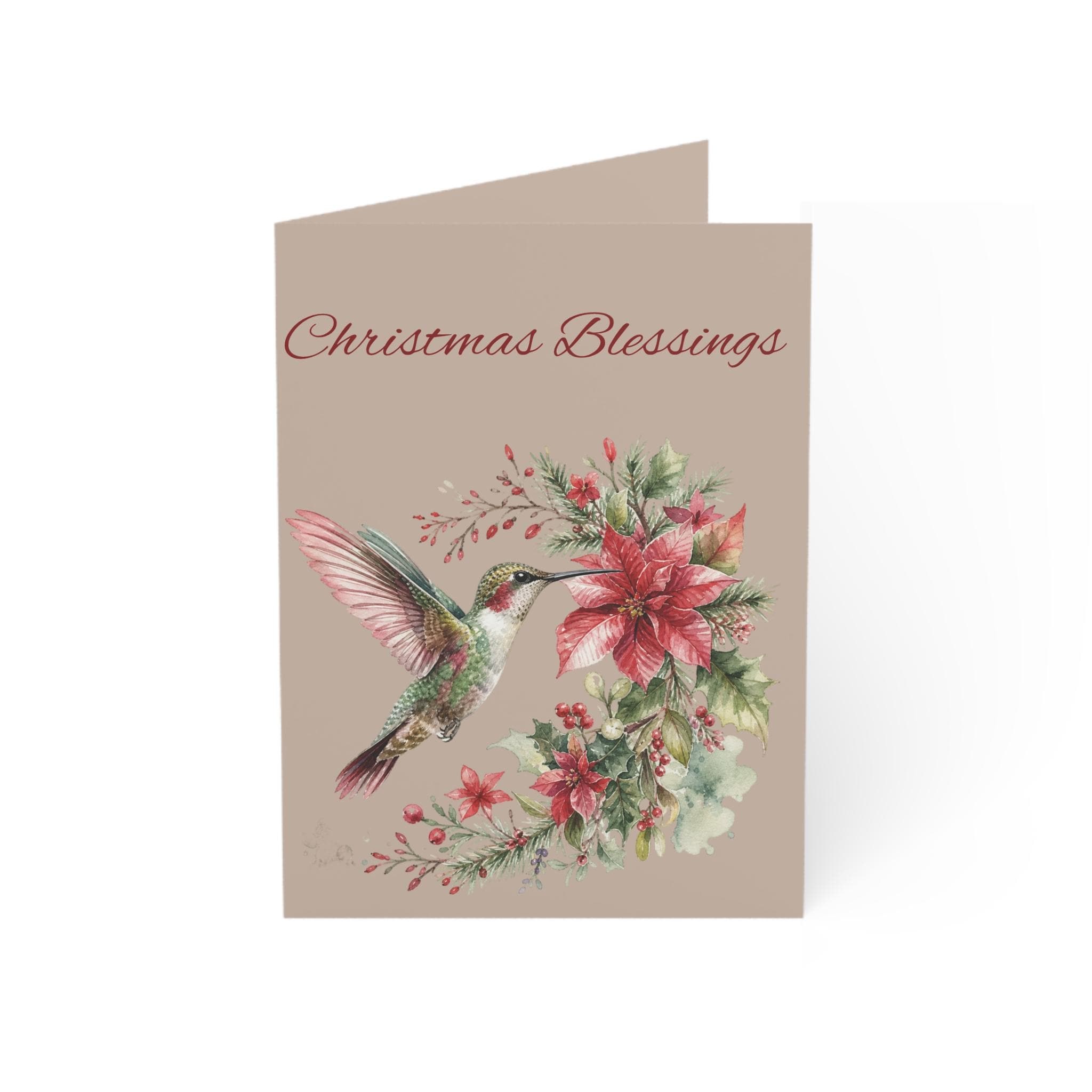 Hummingbird Poinsettia Christmas Blessings Greeting Card, product image 8