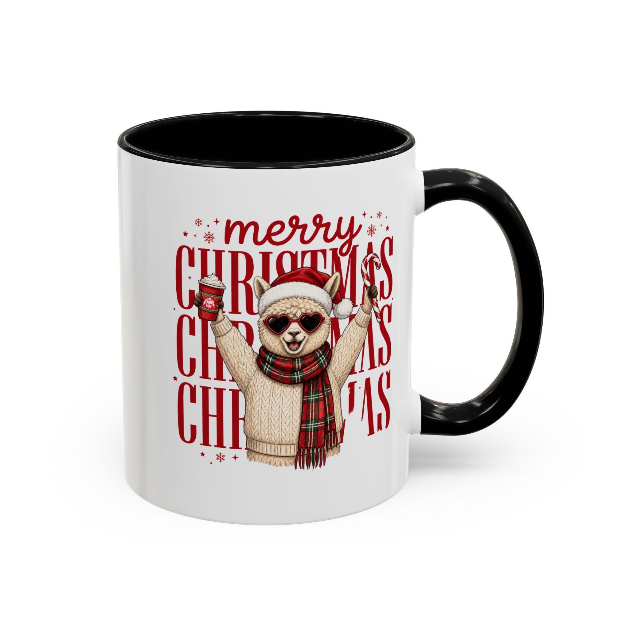 Merry Christmas Alpaca Mug Accent Coffee Mug | Holiday Cozy Ceramic 11oz 15oz, product image 2