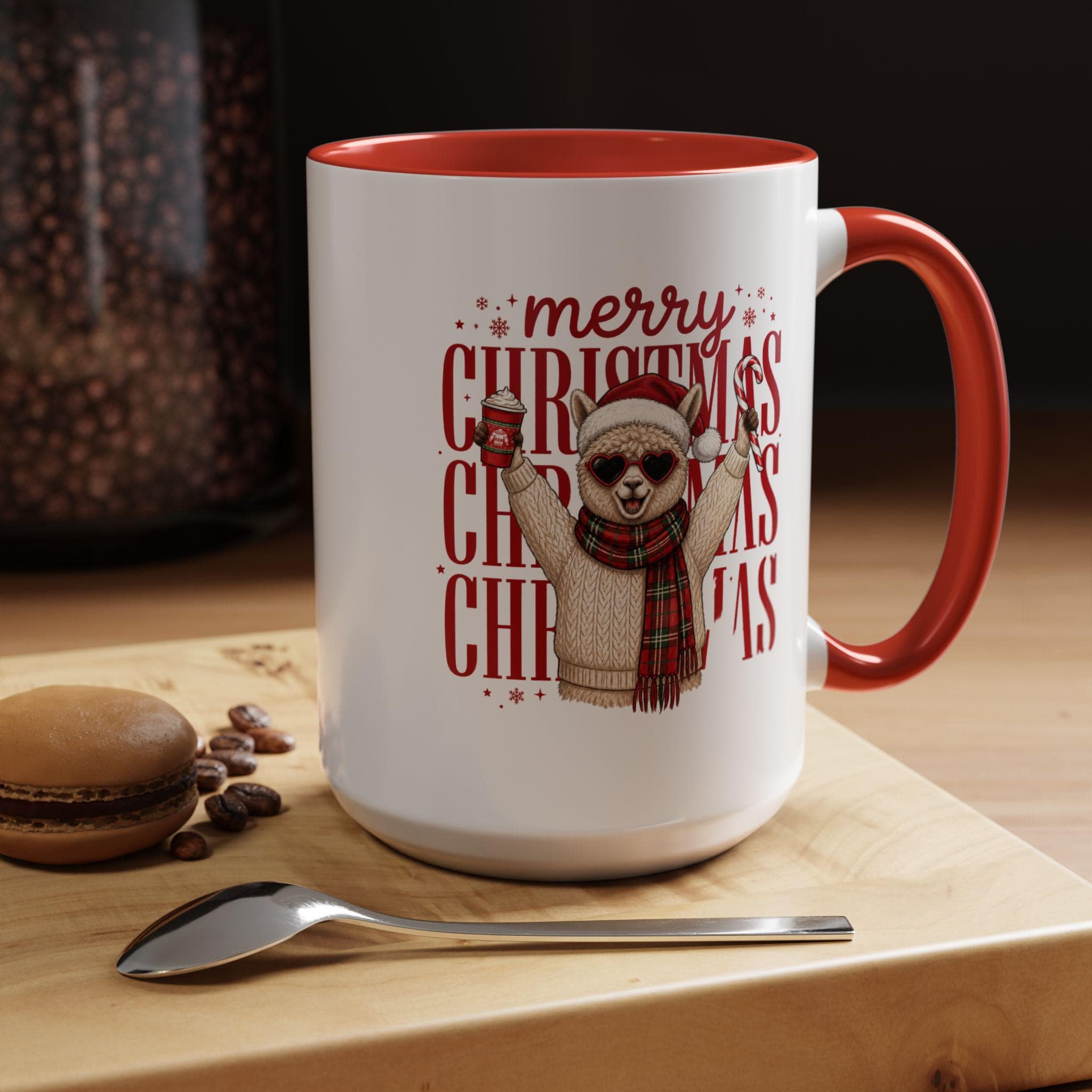 Merry Christmas Alpaca Mug Accent Coffee Mug | Holiday Cozy Ceramic 11oz 15oz, product image 11