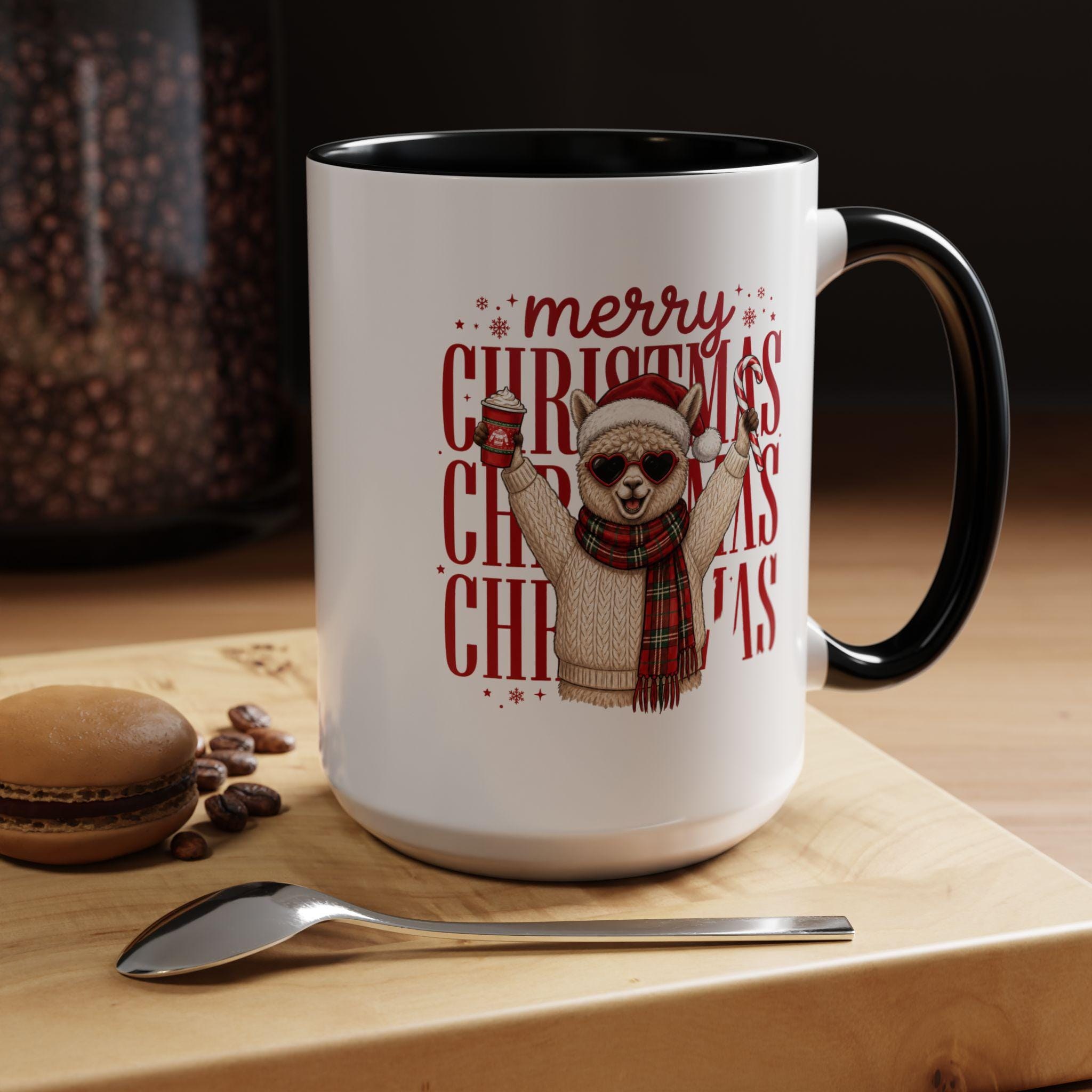 Merry Christmas Alpaca Mug Accent Coffee Mug | Holiday Cozy Ceramic 11oz 15oz, product image 12