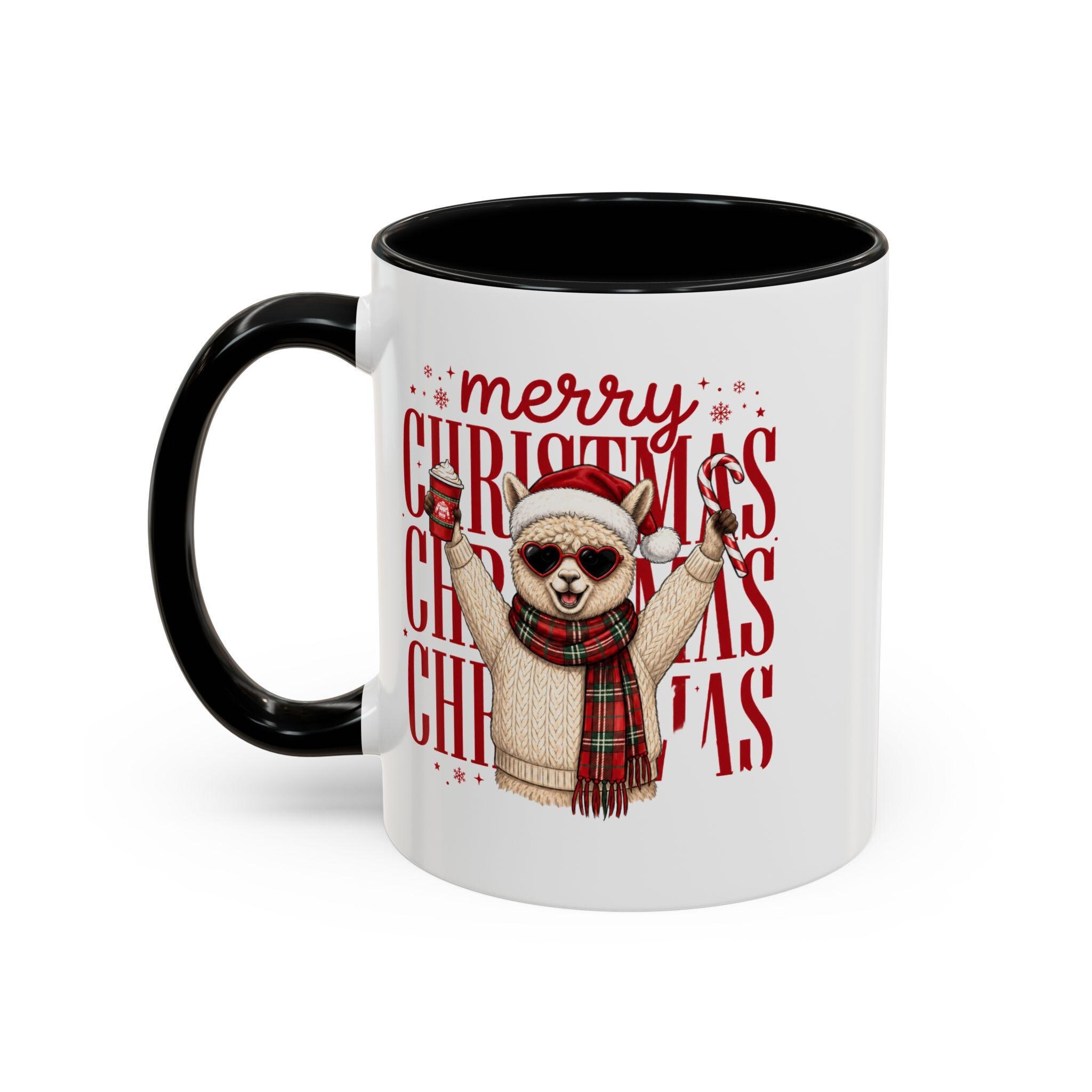 Merry Christmas Alpaca Mug Accent Coffee Mug | Holiday Cozy Ceramic 11oz 15oz, product image 3