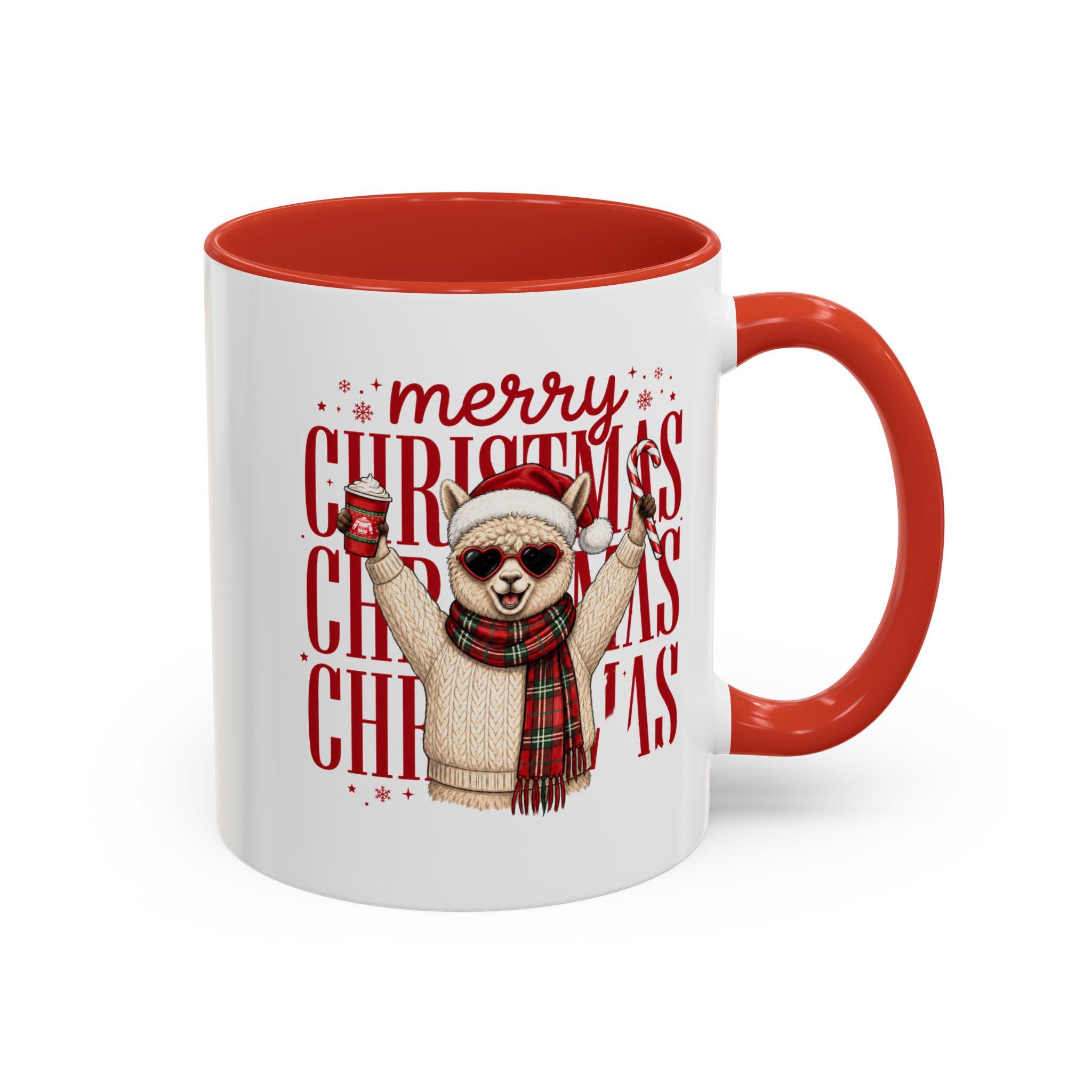 Merry Christmas Alpaca Mug Accent Coffee Mug | Holiday Cozy Ceramic 11oz 15oz, product image 4
