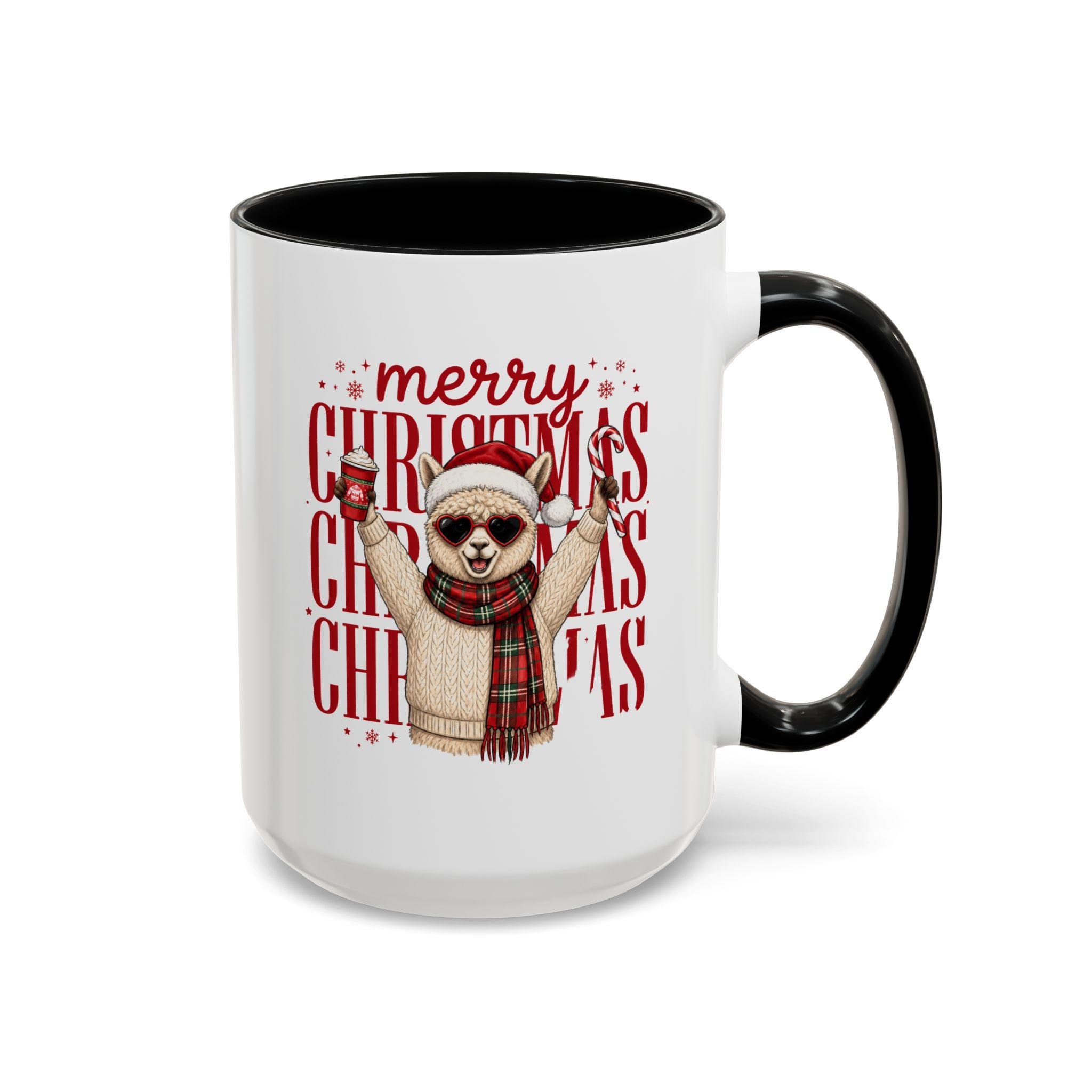 Merry Christmas Alpaca Mug Accent Coffee Mug | Holiday Cozy Ceramic 11oz 15oz, product image 5