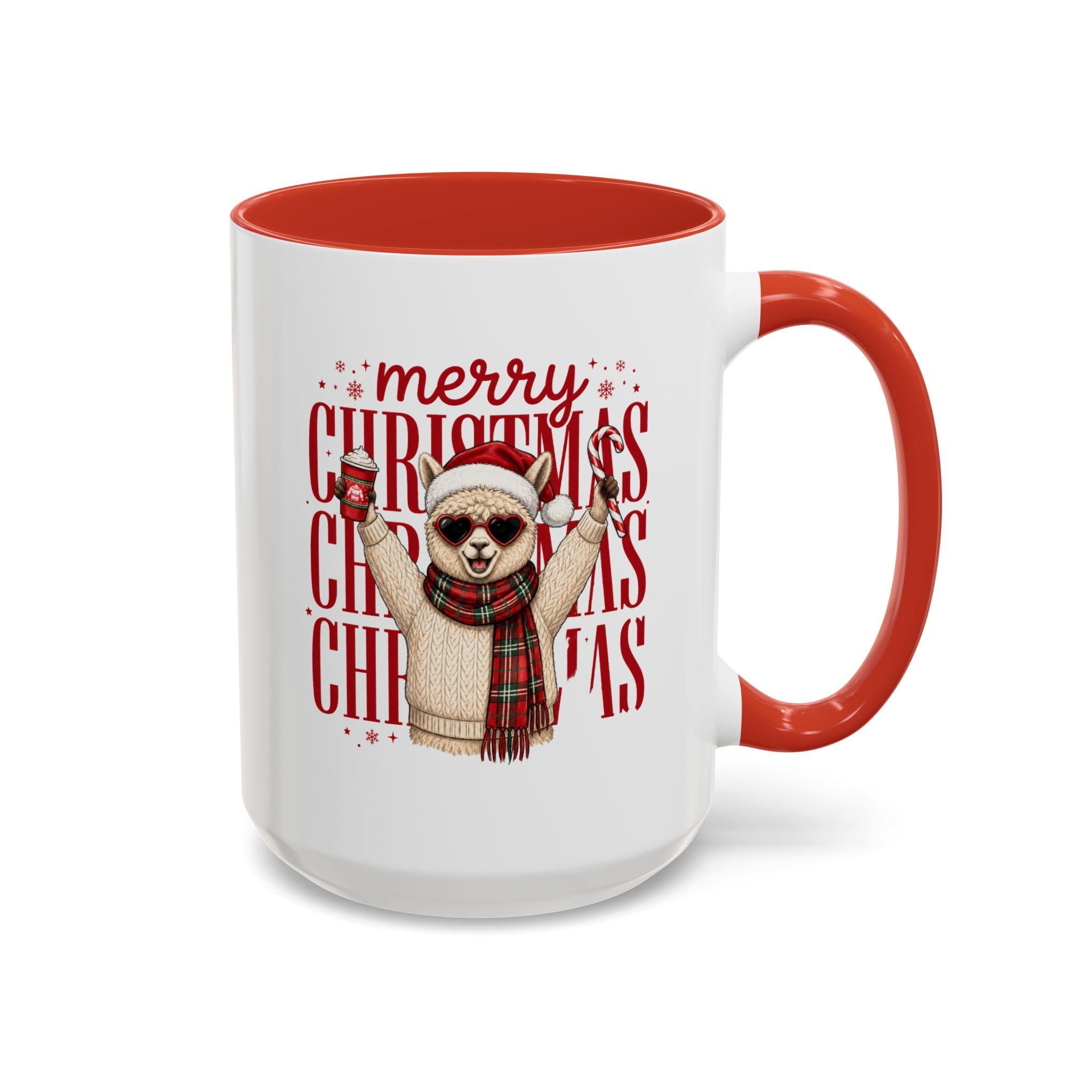 Merry Christmas Alpaca Mug Accent Coffee Mug | Holiday Cozy Ceramic 11oz 15oz, product image 6