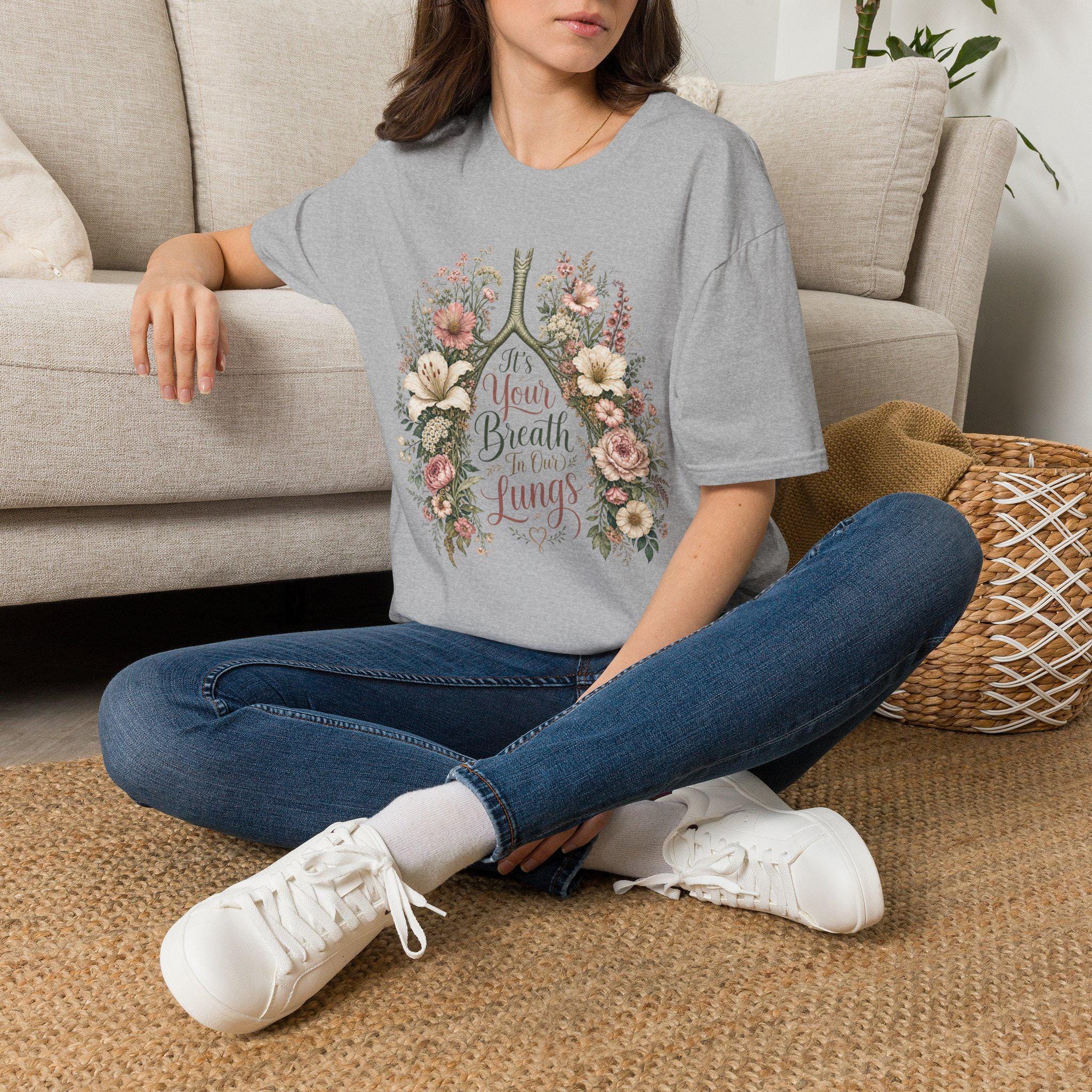It's Your Breath in My Lungs T-Shirt | Floral Lungs Illustration, product image 18