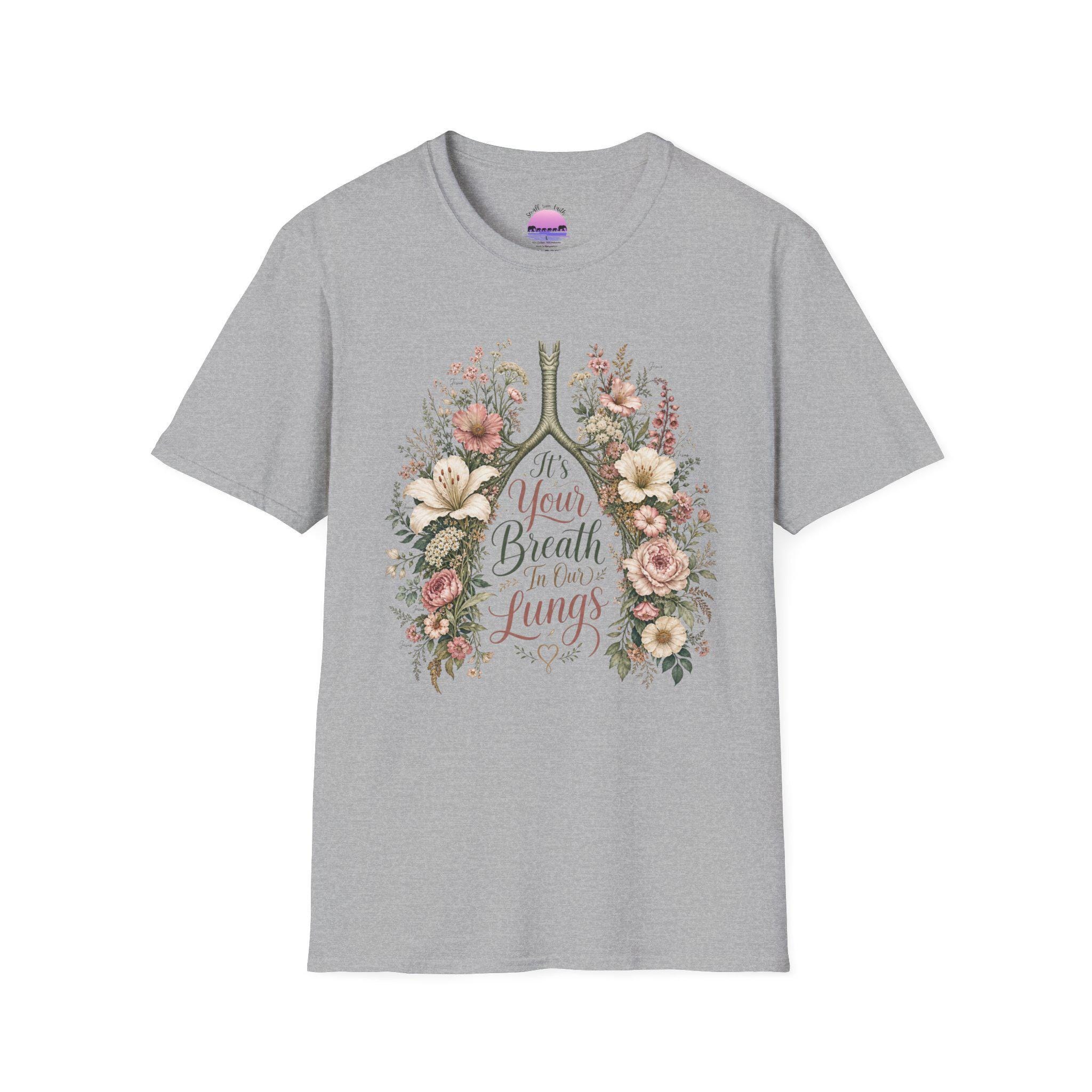 It's Your Breath in My Lungs T-Shirt | Floral Lungs Illustration, product image 8