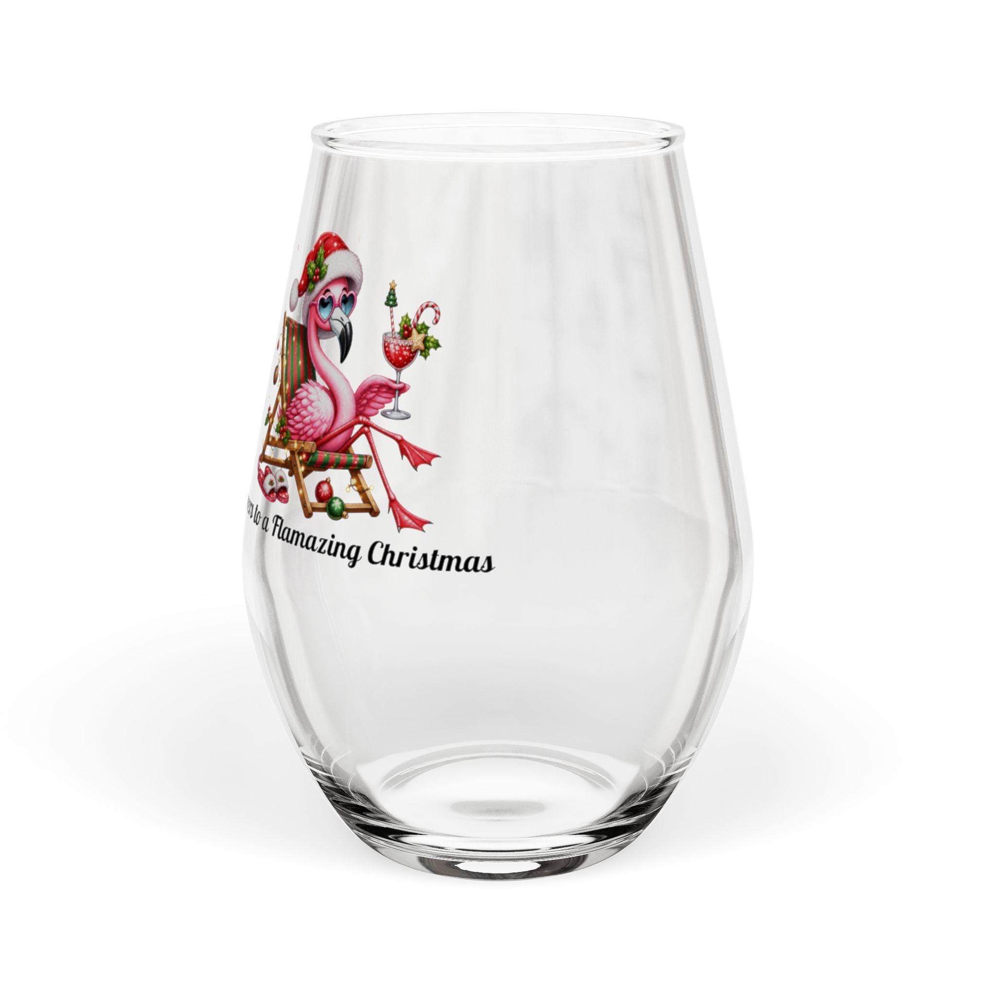 Christmas Flamingo Tropical Cheers Stemless Wine Glass | 11.75oz, product image 5