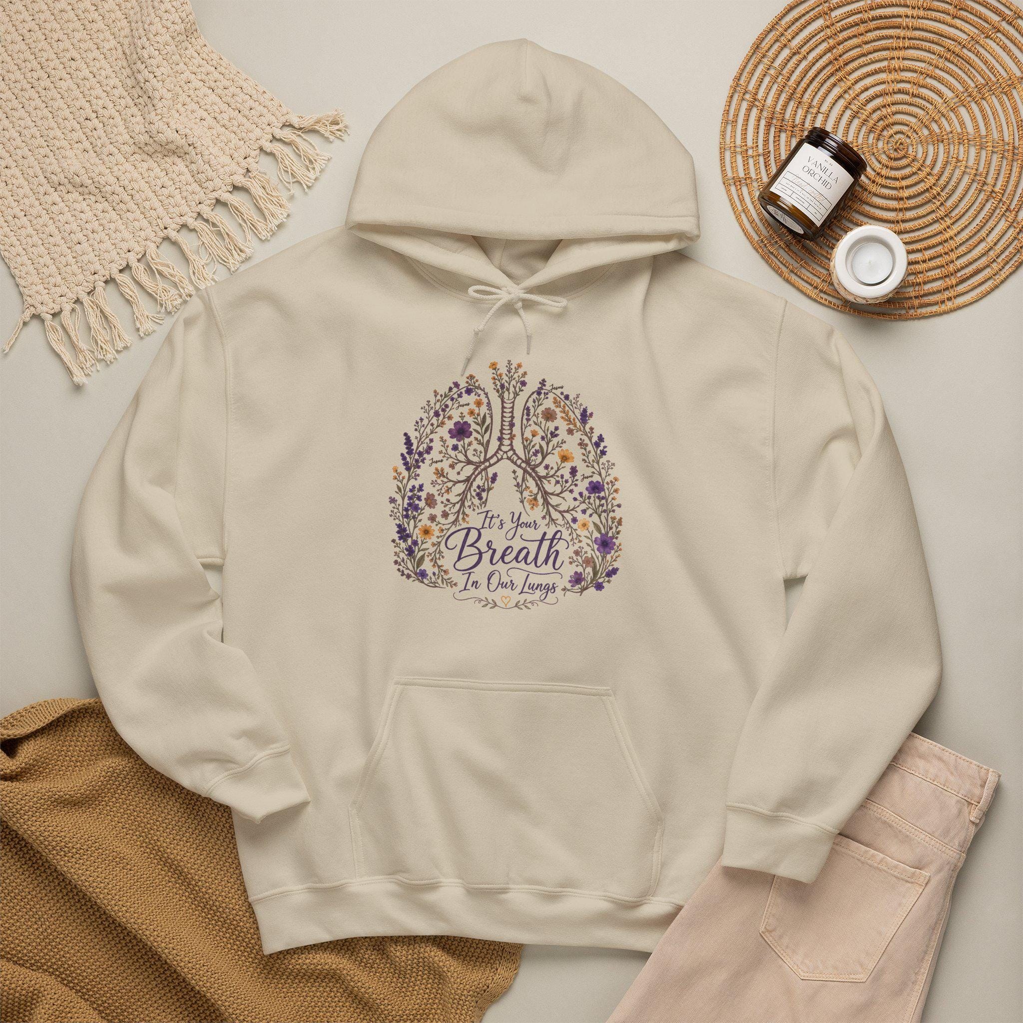 Floral Lungs 'It's your breath in our lungs' Hoodie | faith, Jesus Pullover, product image 11