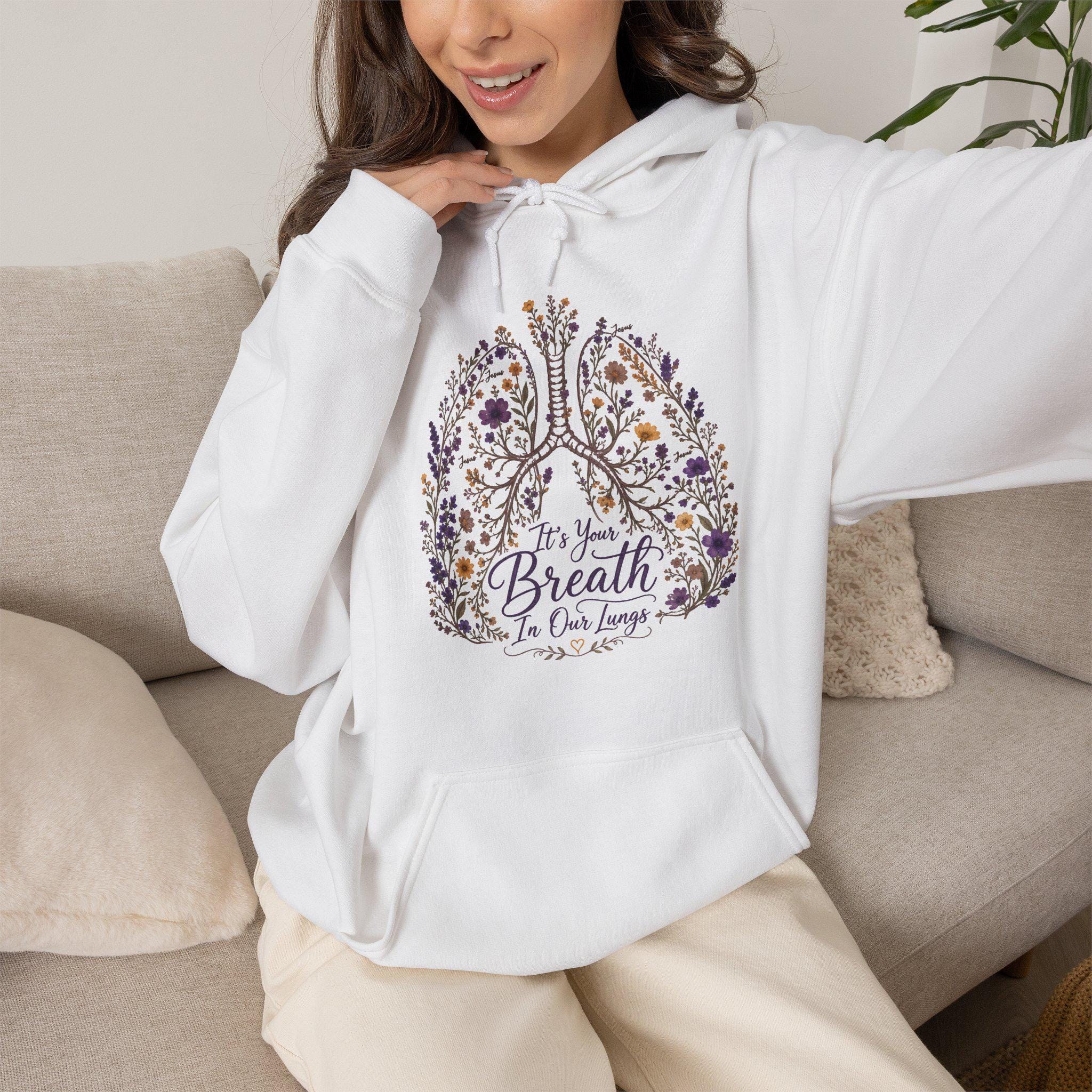 Floral Lungs 'It's your breath in our lungs' Hoodie | faith, Jesus Pullover, product image 13