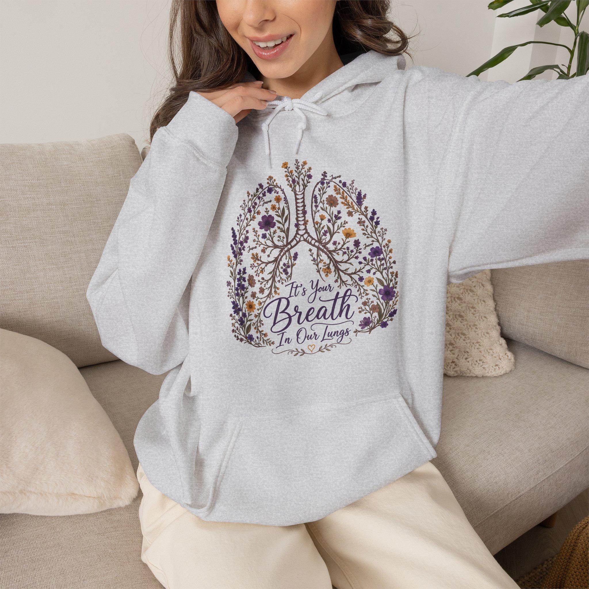 Floral Lungs 'It's your breath in our lungs' Hoodie | faith, Jesus Pullover, product image 14