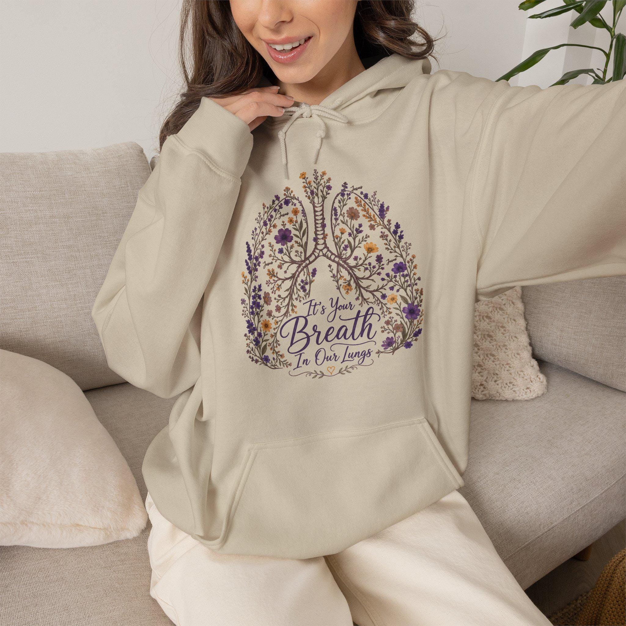 Floral Lungs 'It's your breath in our lungs' Hoodie | faith, Jesus Pullover, product image 15