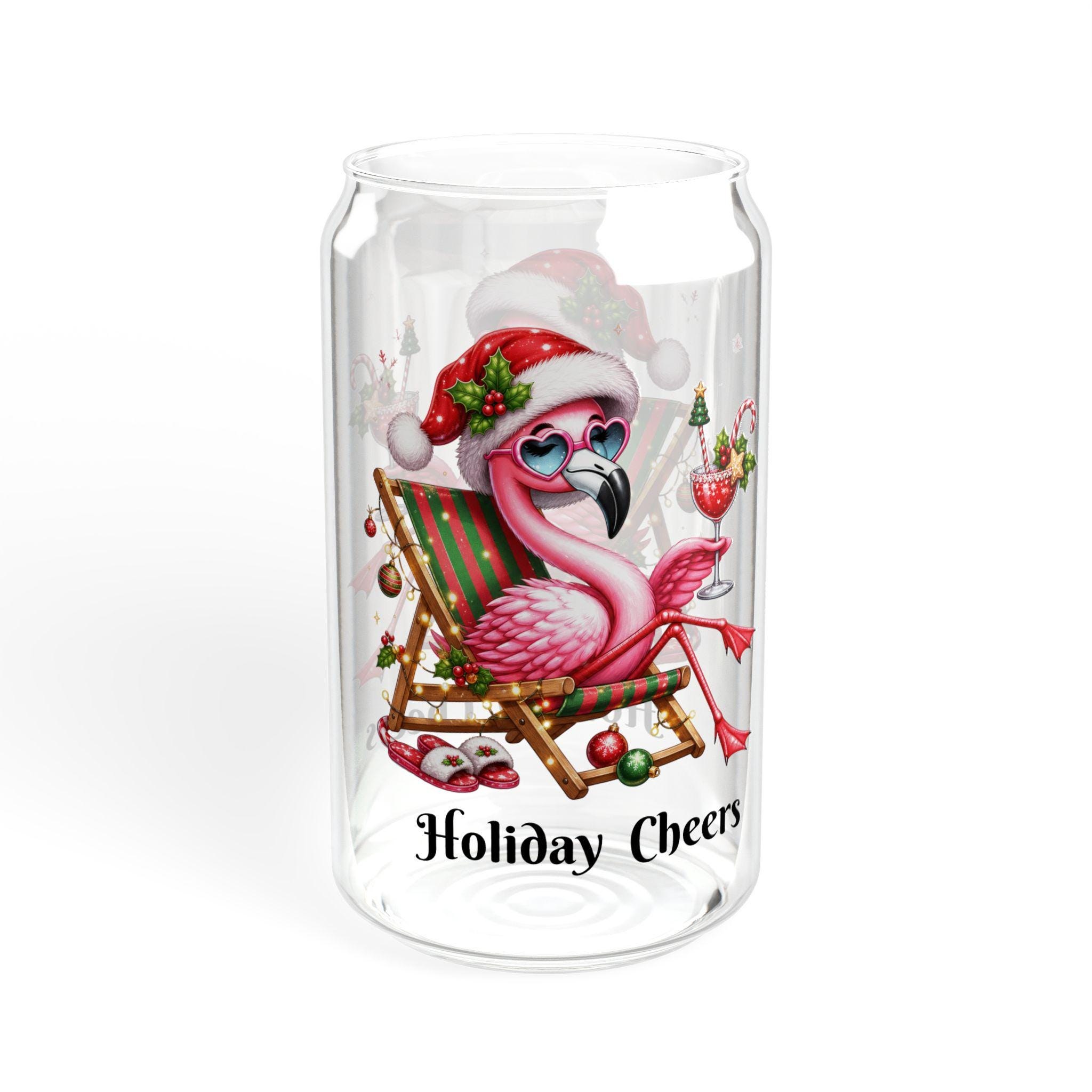 Flamingo in Santa Hat Holiday Cheers Sipper Glass | 16oz, product image 11