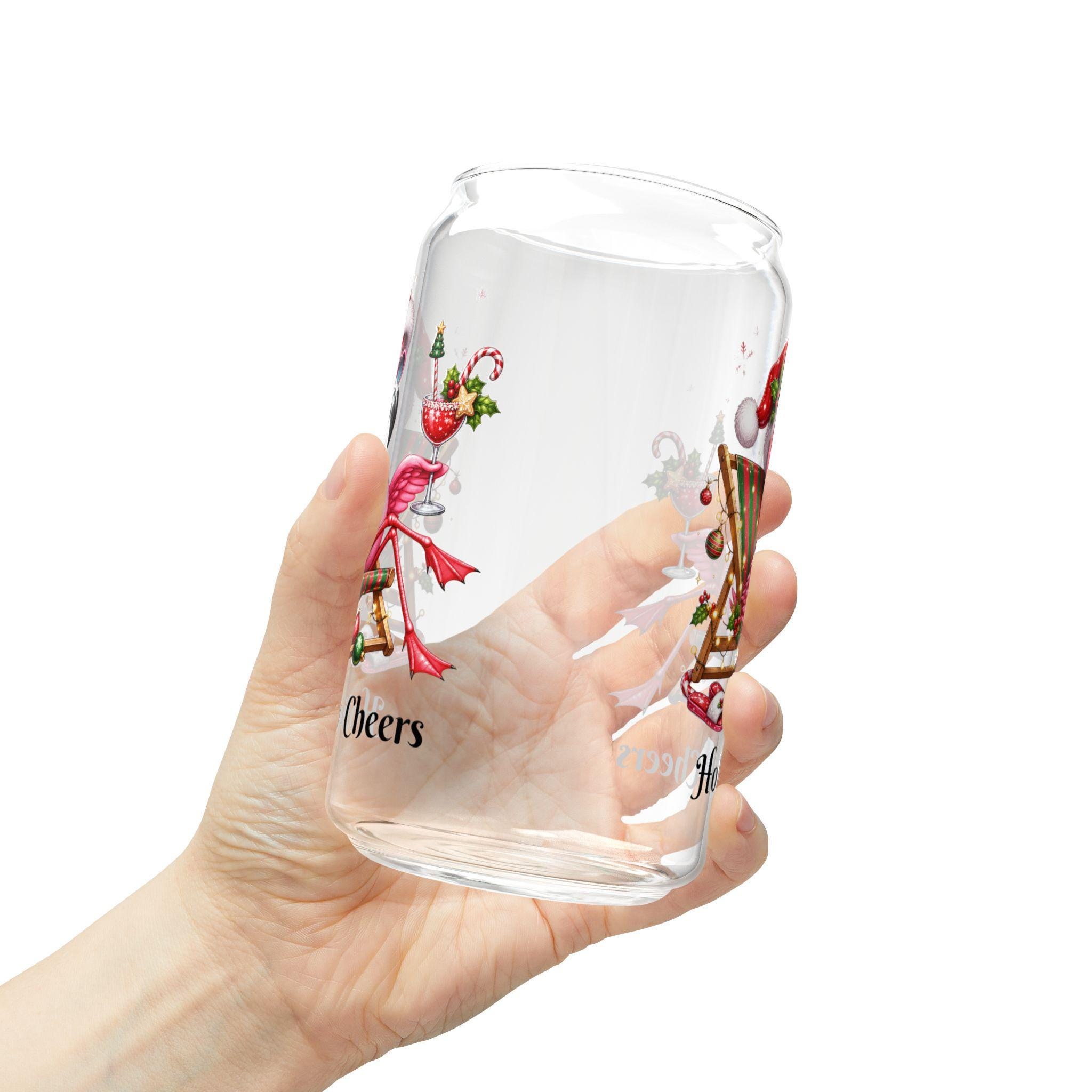 Flamingo in Santa Hat Holiday Cheers Sipper Glass | 16oz, product image 14