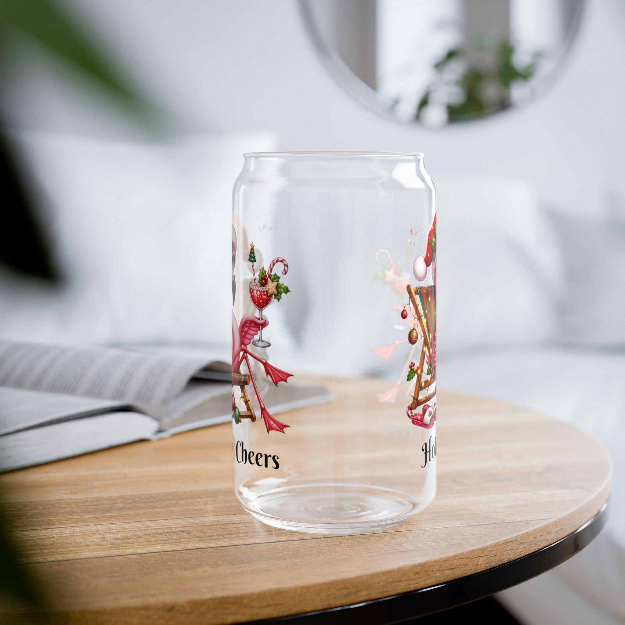 Flamingo in Santa Hat Holiday Cheers Sipper Glass | 16oz, product image 15