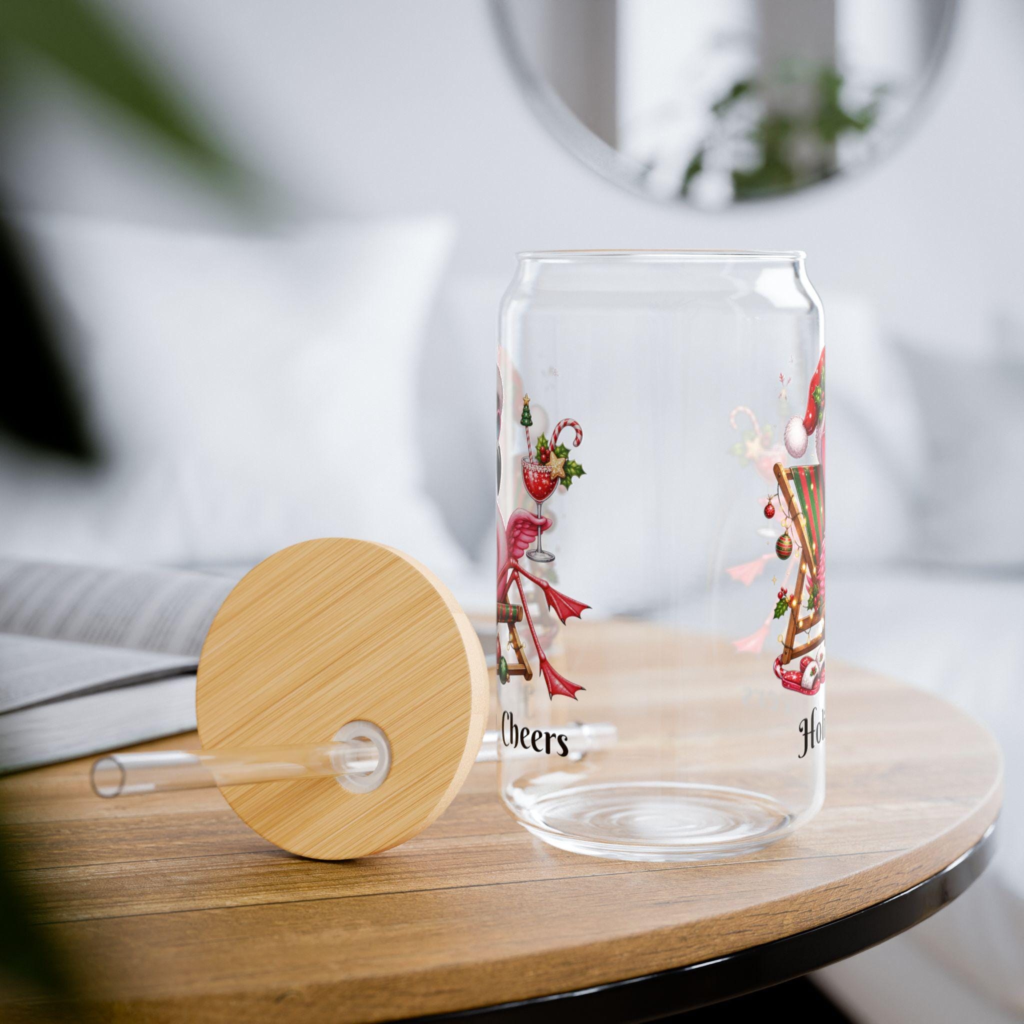 Flamingo in Santa Hat Holiday Cheers Sipper Glass | 16oz, product image 9