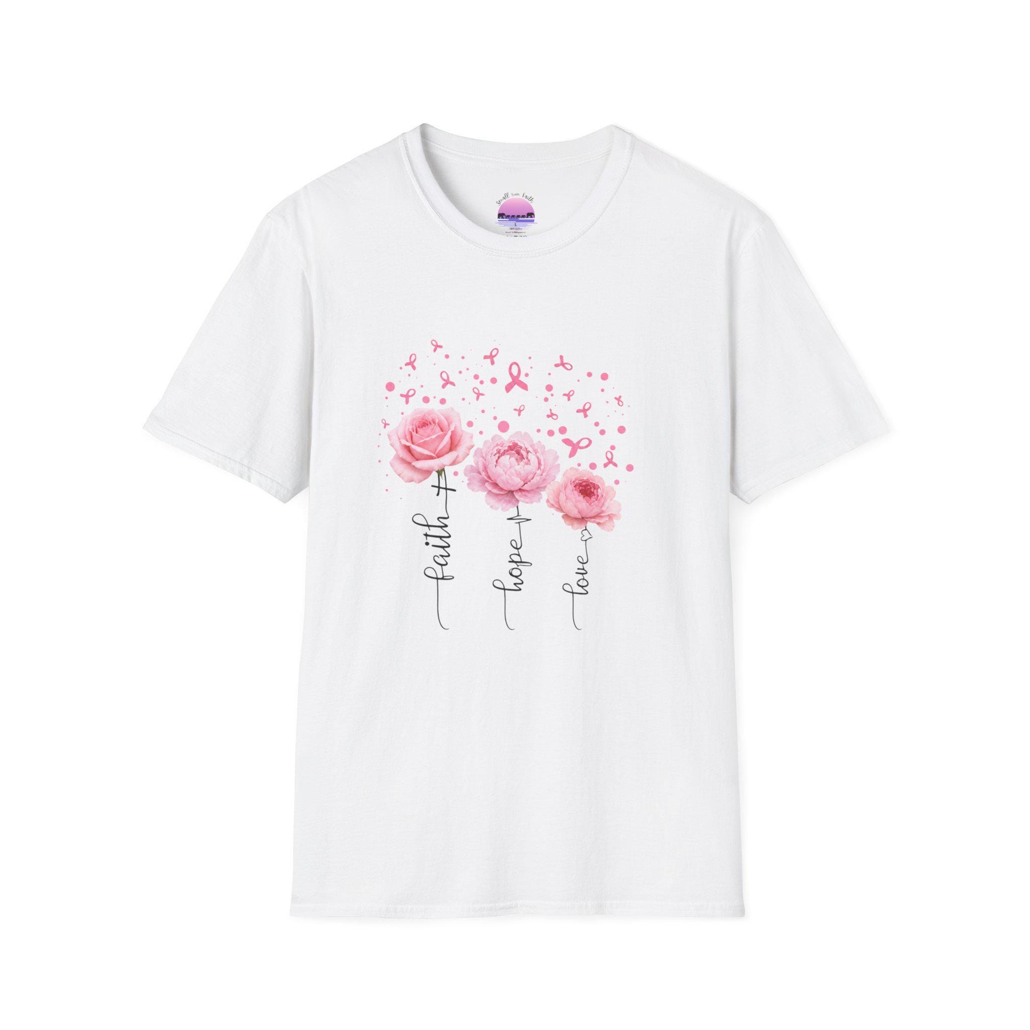 Pink Ribbon Rose Trio T-Shirt | Breast Cancer Awareness, product image 2
