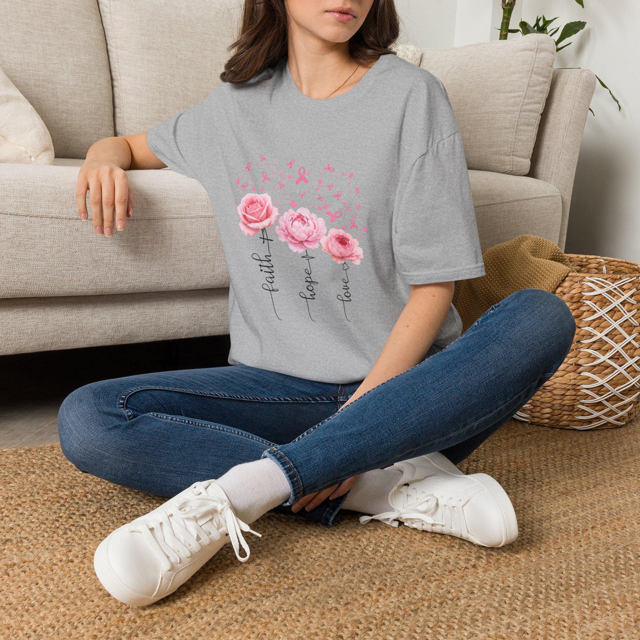 Pink Ribbon Rose Trio T-Shirt | Breast Cancer Awareness, product image 11