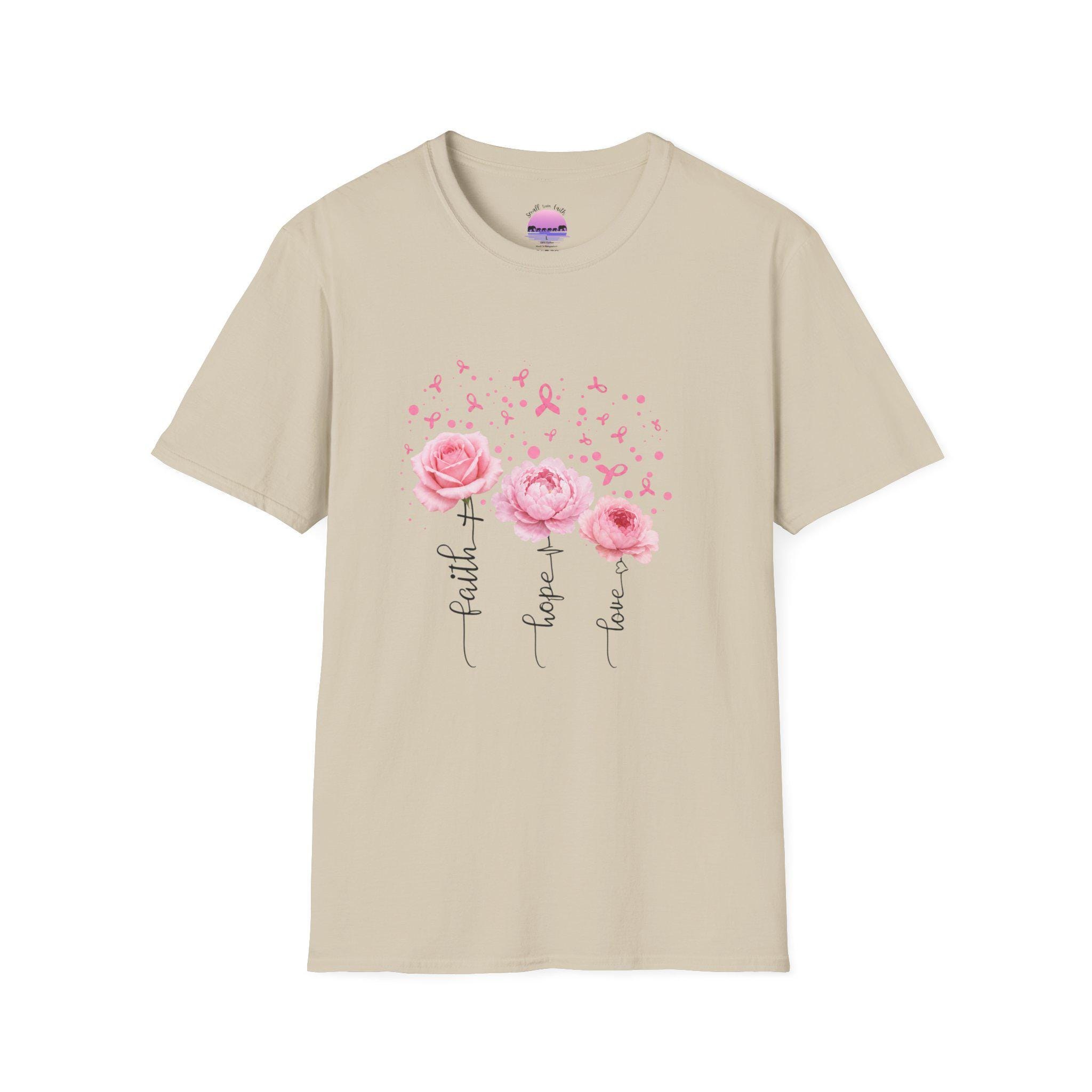 Pink Ribbon Rose Trio T-Shirt | Breast Cancer Awareness, product image 4
