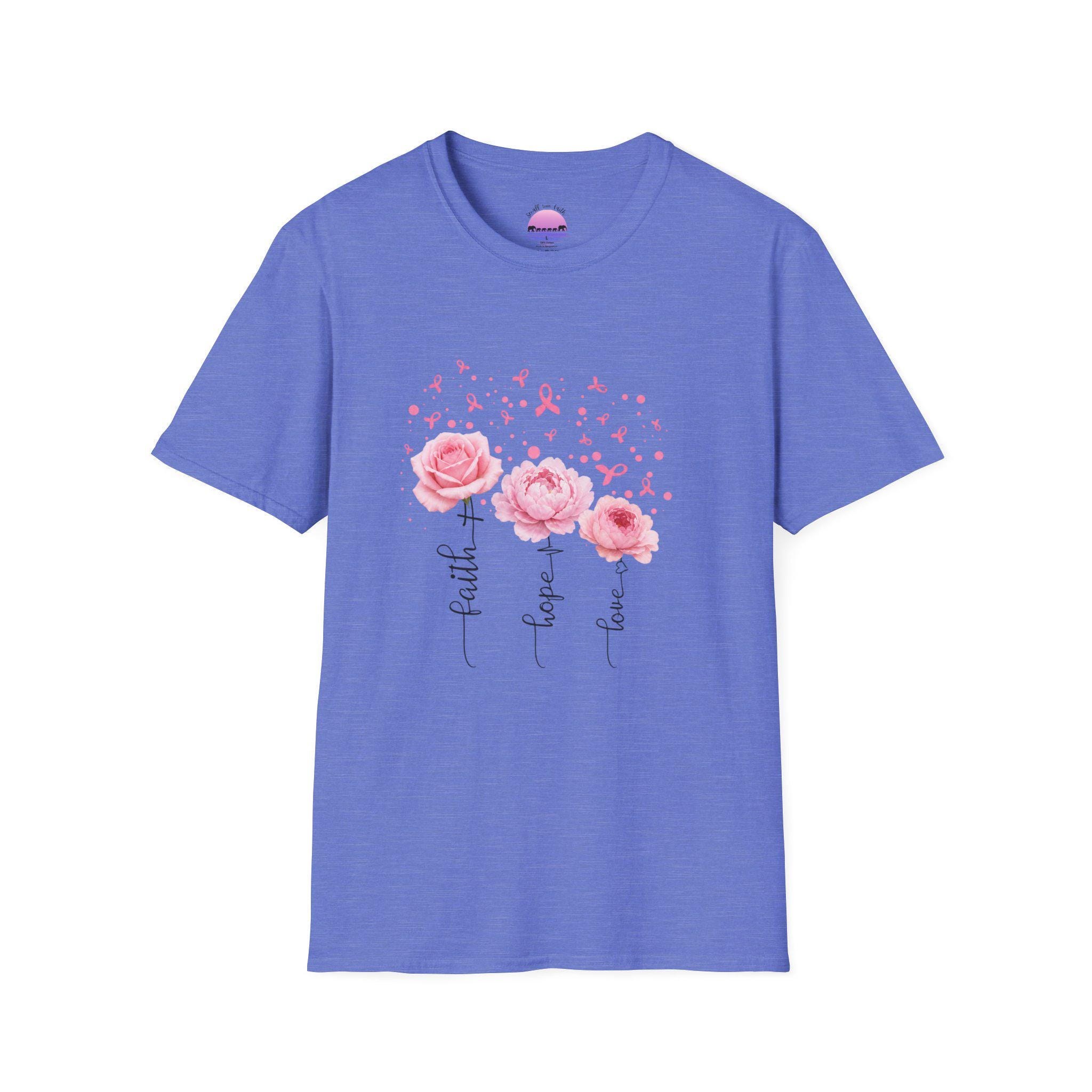 Pink Ribbon Rose Trio T-Shirt | Breast Cancer Awareness, product image 8