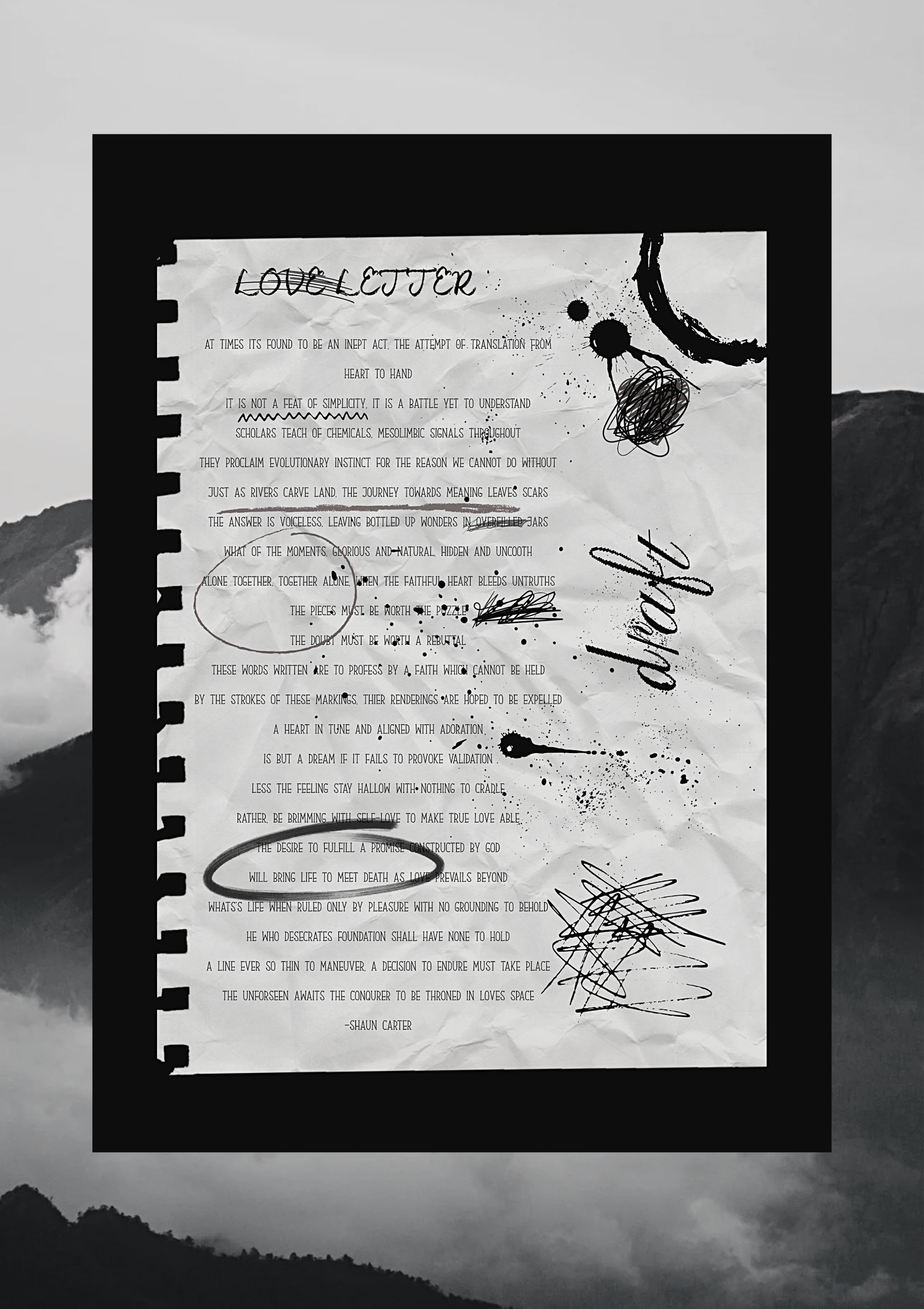 Love Letter visual poetry artwork