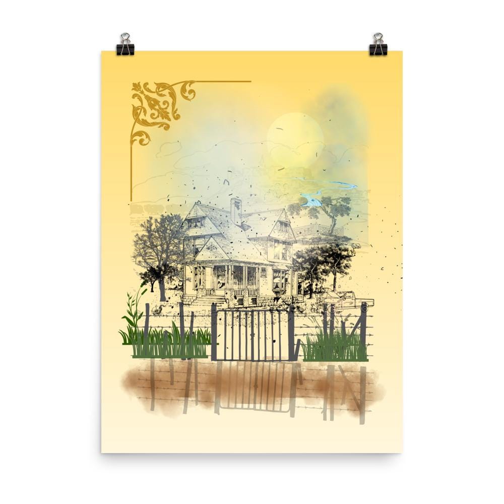 Wall art poster. Surreal, atmospheric, digital illustration -Photo paper poster, 18x24 - "In the yellow", gallery image 2