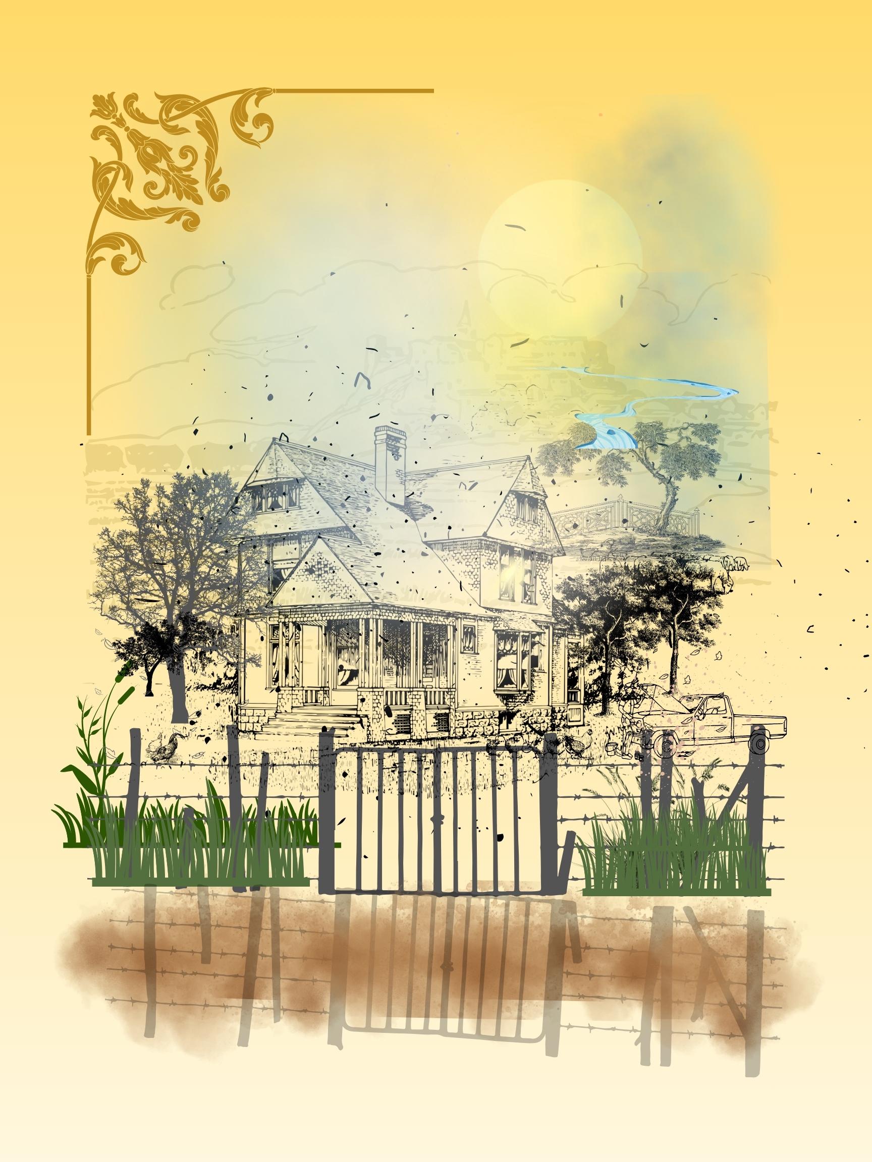 Wall art poster. Surreal, atmospheric, digital illustration -Photo paper poster, 18x24 - "In the yellow"