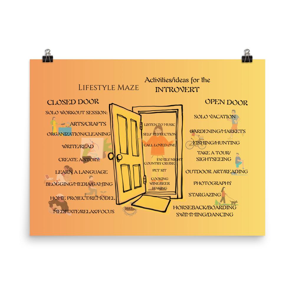 Wall art poster. Surreal, atmospheric, digital illustration -Introvert activity board, Photo paper poster