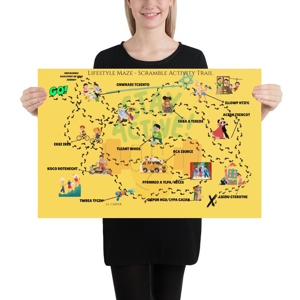 Wall art poster. Surreal, atmospheric, digital illustration -FAMILY ACTIVITY TRAIL, Poster 20X30