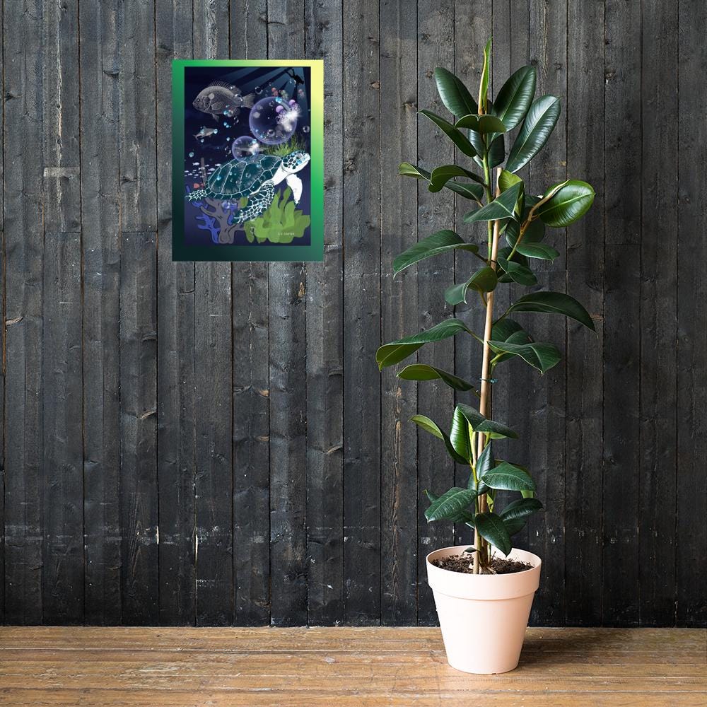 Wall art poster. Surreal, atmospheric, digital illustration -sealife, Photo paper poster 18x24, gallery image 4
