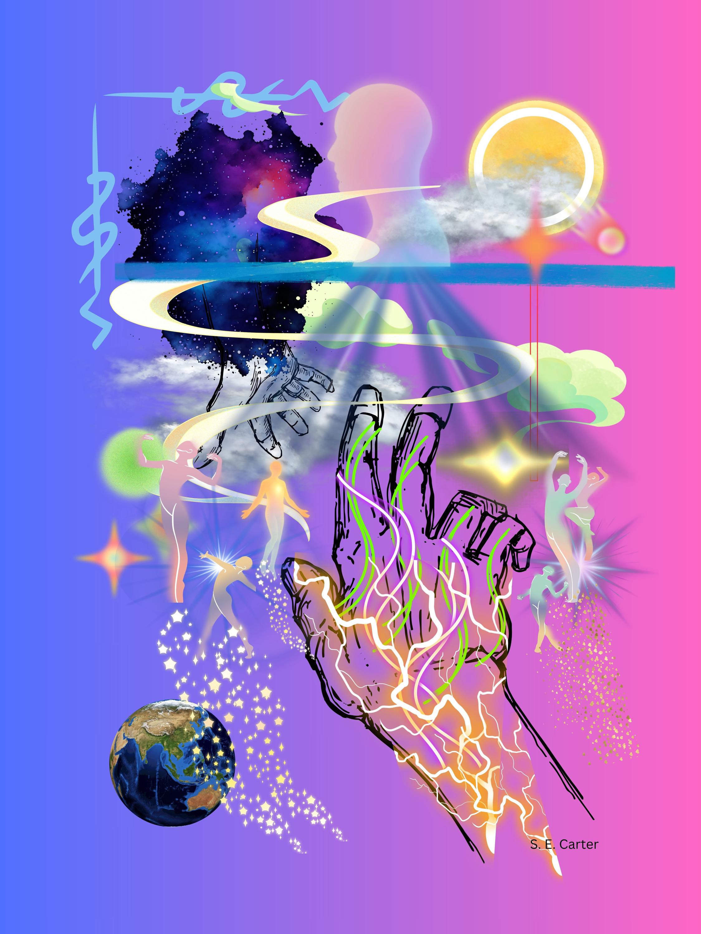 Wall art poster. Surreal, atmospheric, digital illustration -20x30 - Metal prints - "The Reach"