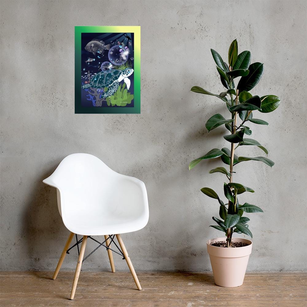 Wall art poster. Surreal, atmospheric, digital illustration -18X24 Photo paper poster - "In the shallow", gallery image 2