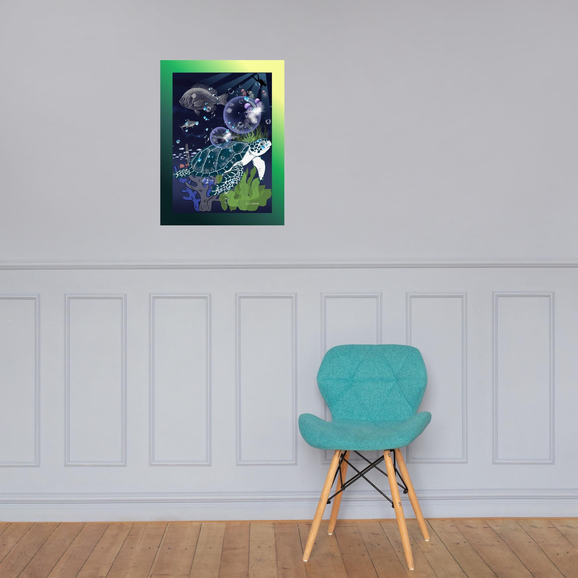 Wall art poster. Surreal, atmospheric, digital illustration -18X24 Photo paper poster - "In the shallow", gallery image 3