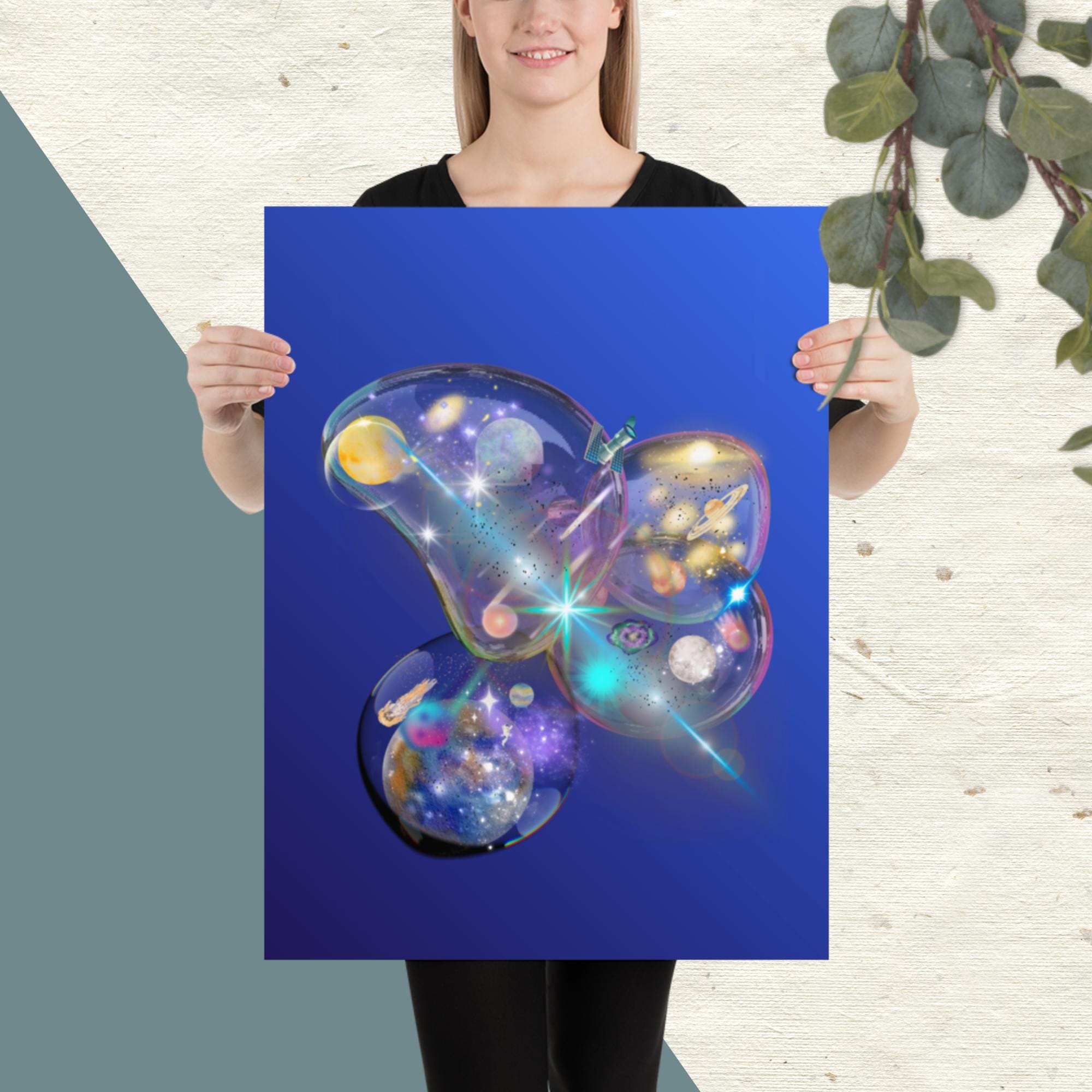 Wall art poster. Surreal, atmospheric, digital illustration -18x24 Photo paper poster - "Water in the Galaxy", gallery image 2