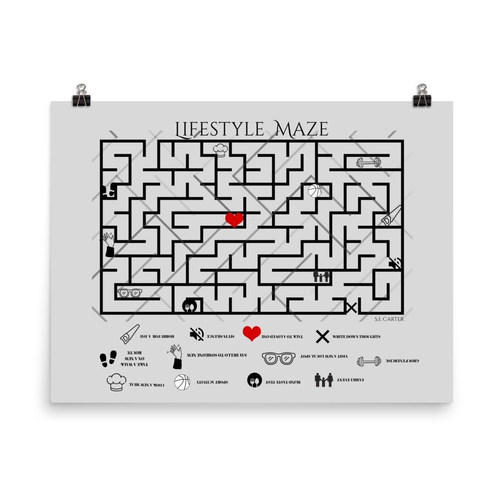 Wall art poster. Surreal, atmospheric, digital illustration -Activity maze, 18x24, Poster