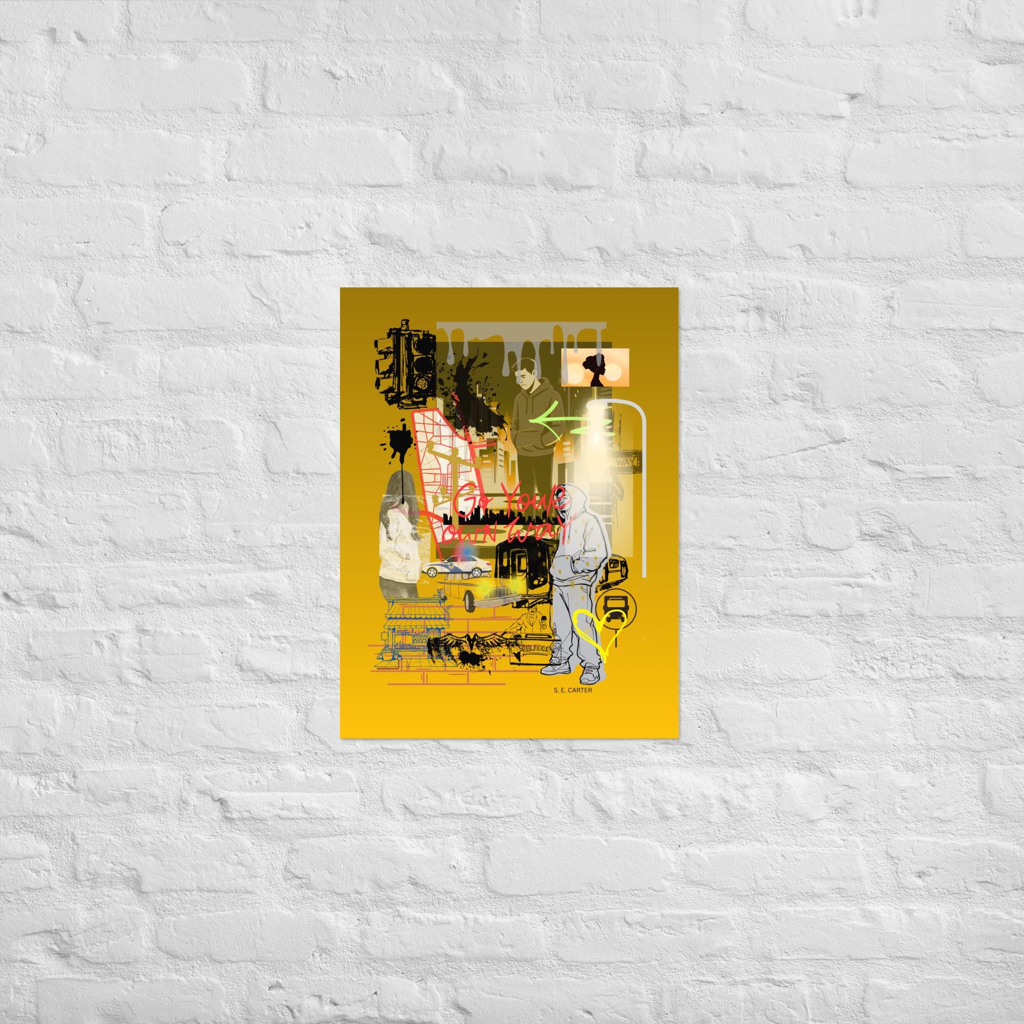 Wall art poster. Surreal, atmospheric, digital illustration -Graffiti paper poster, 18x24, gallery image 2