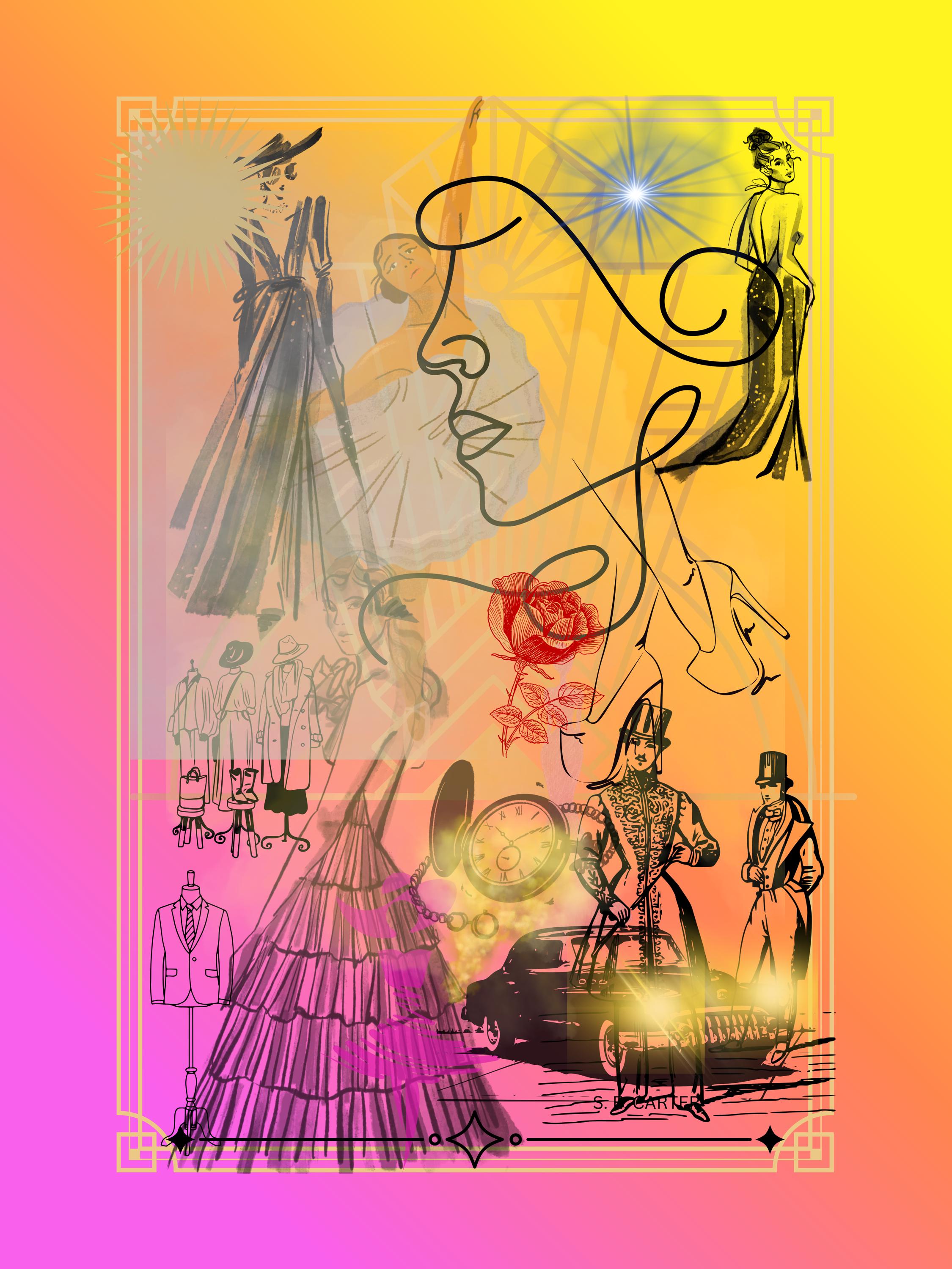 Wall art poster. Surreal, atmospheric, digital illustration -20x30 - Metal print - "Caught in style"