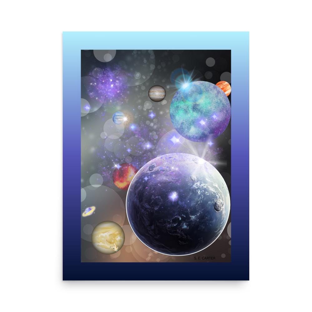 Wall art poster. Surreal, atmospheric, digital illustration -SPACE 18X24 Photo paper poster, gallery image 2