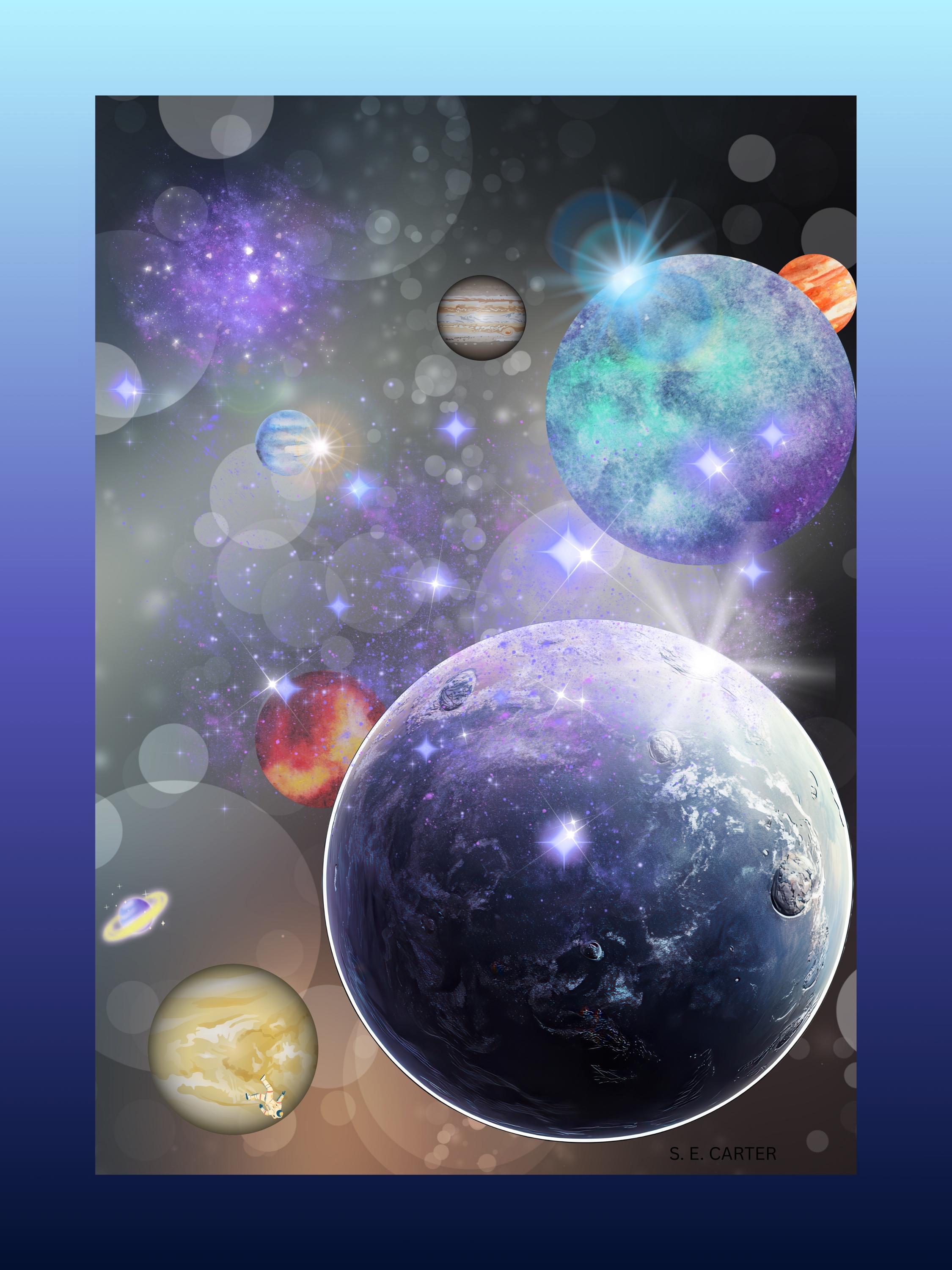 Wall art poster. Surreal, atmospheric, digital illustration -SPACE 18X24 Photo paper poster