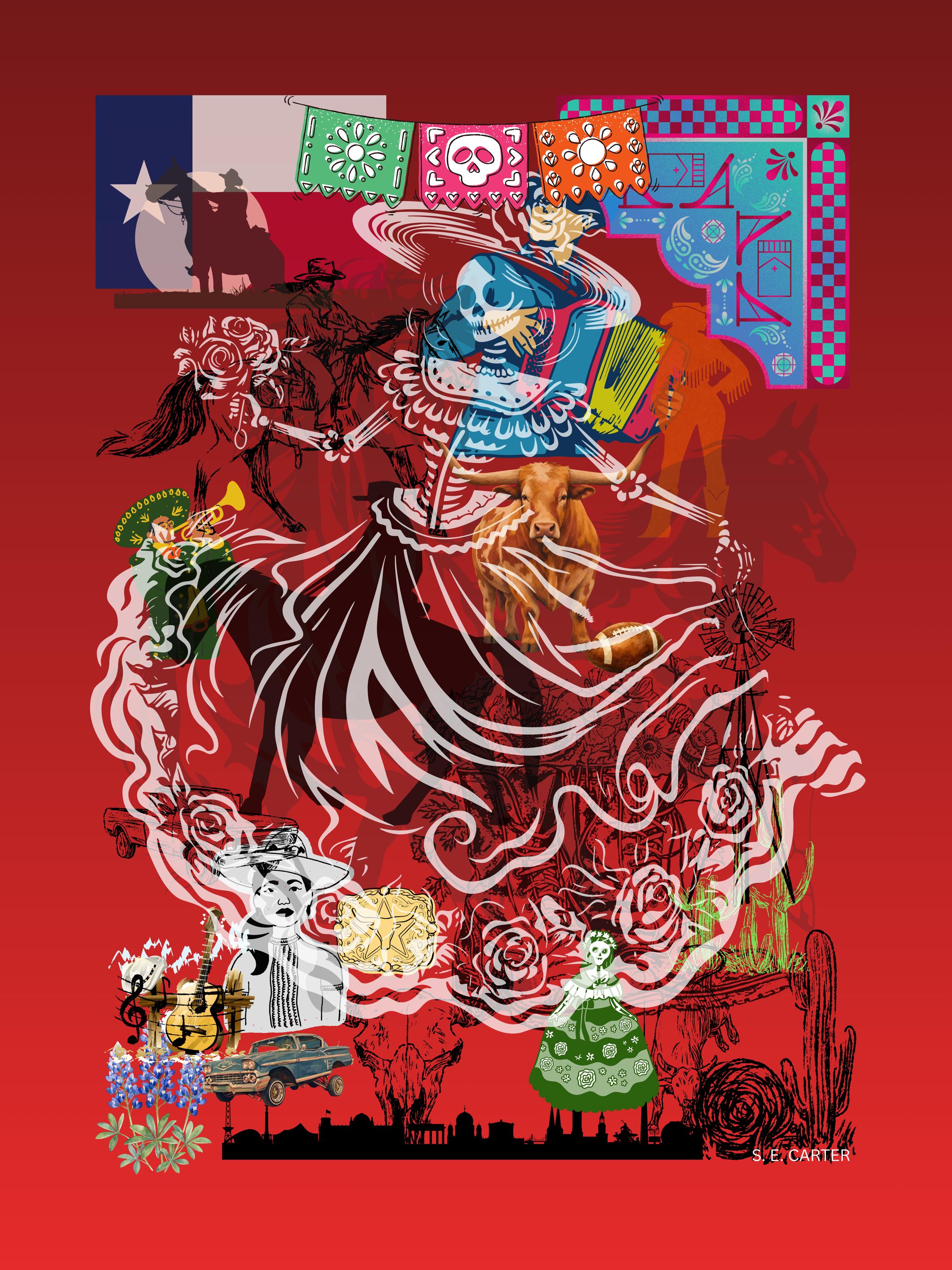Wall art poster. Surreal, atmospheric, digital illustration -18x24 - Photo paper poster - "TEXAS"